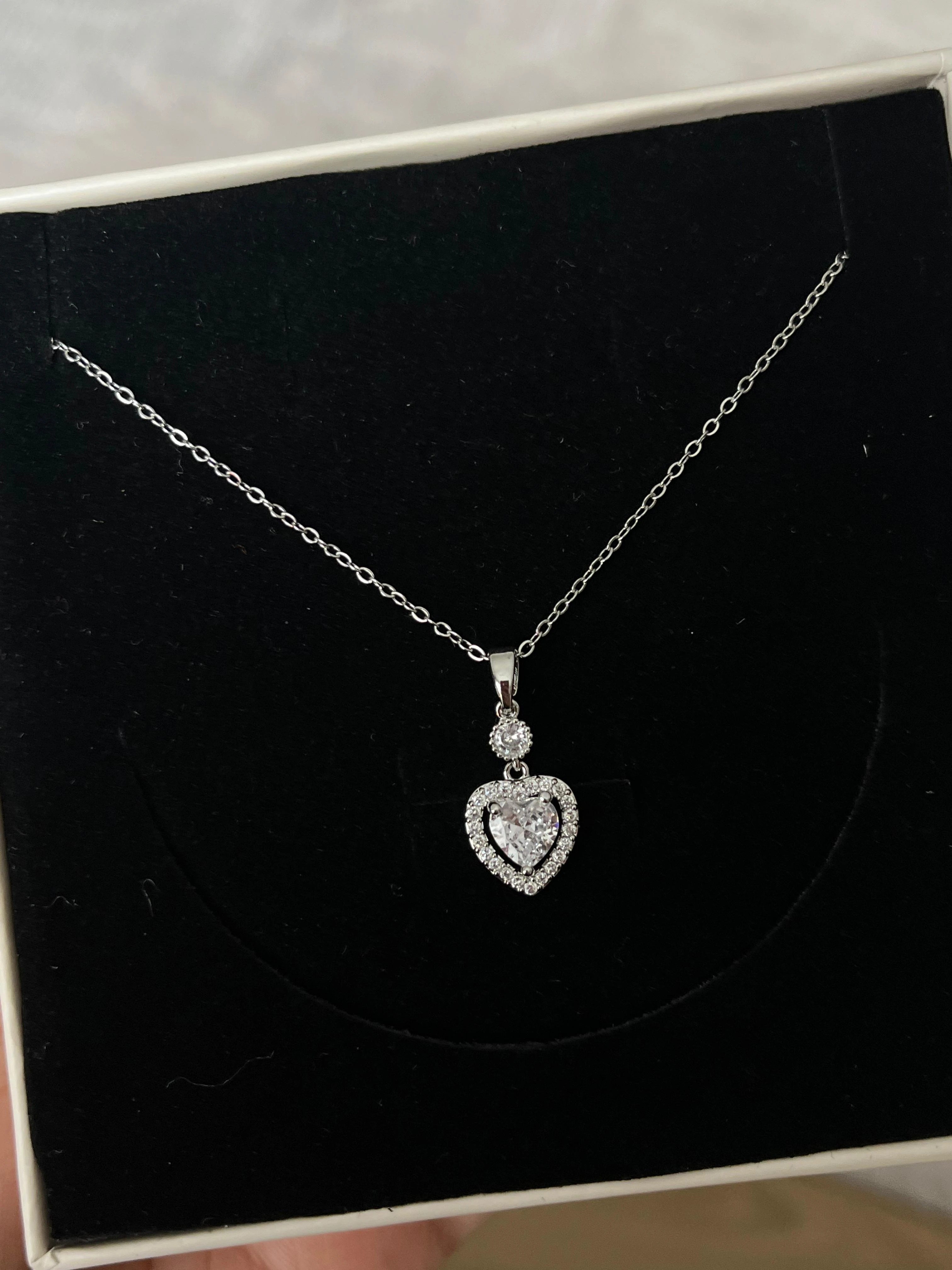 Kadın 316L Paslanmaz Çelik Swarovski Taşlı Kalp Kolye
