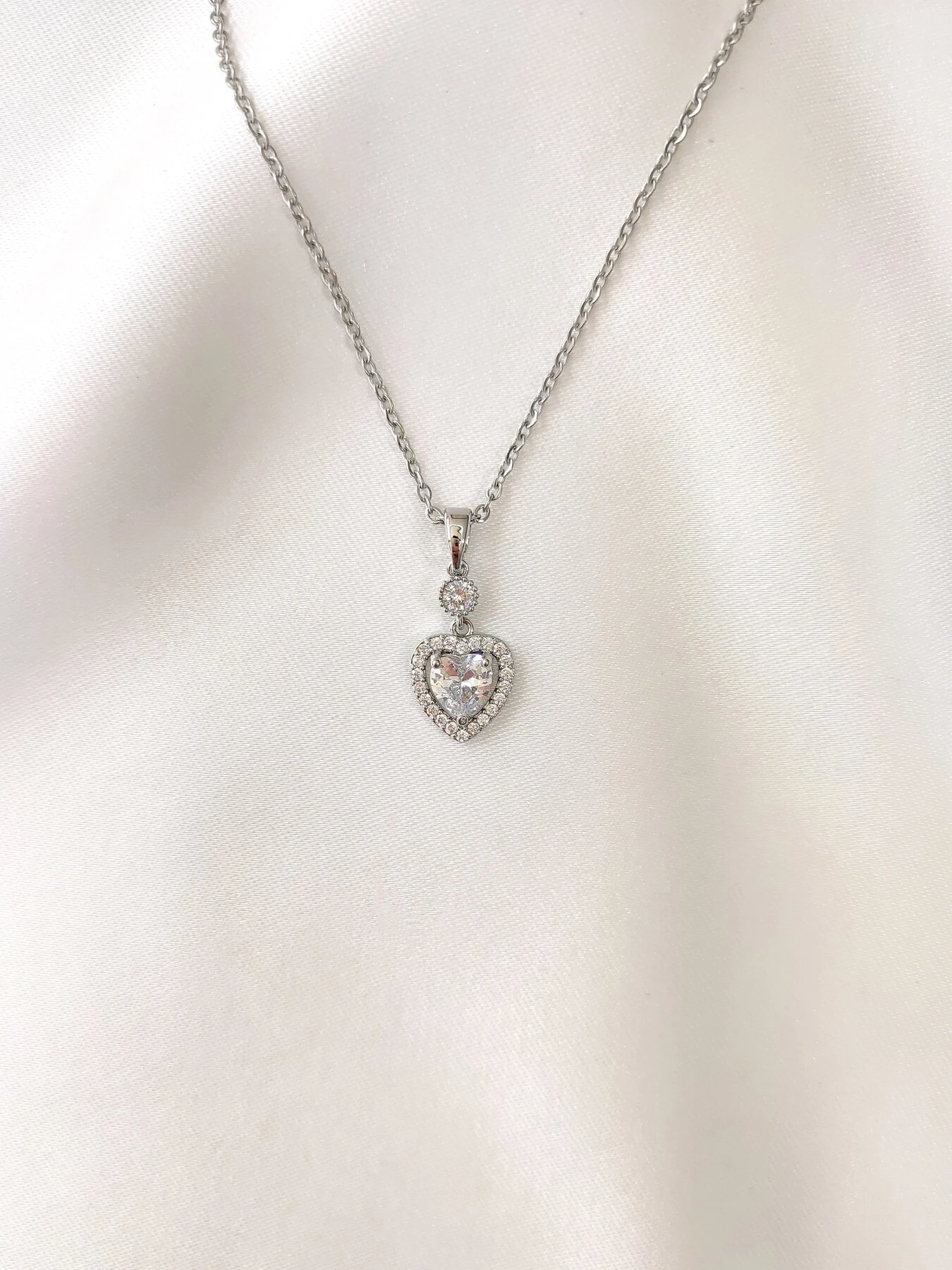 Kadın 316L Paslanmaz Çelik Swarovski Taşlı Kalp Kolye