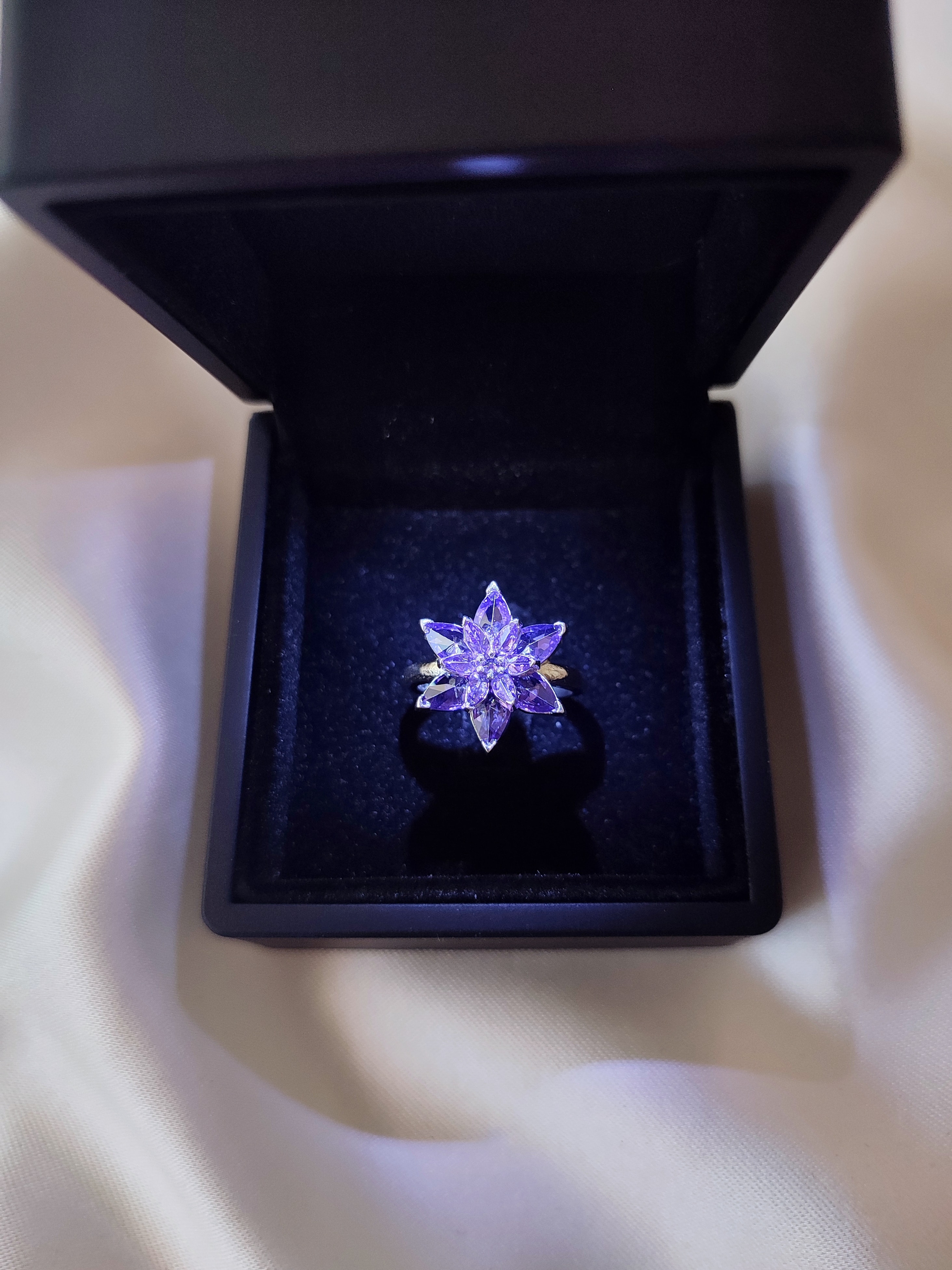 925 Ayar Gümüş Ayarlanabilir Lotus Çiçeği Yüzük