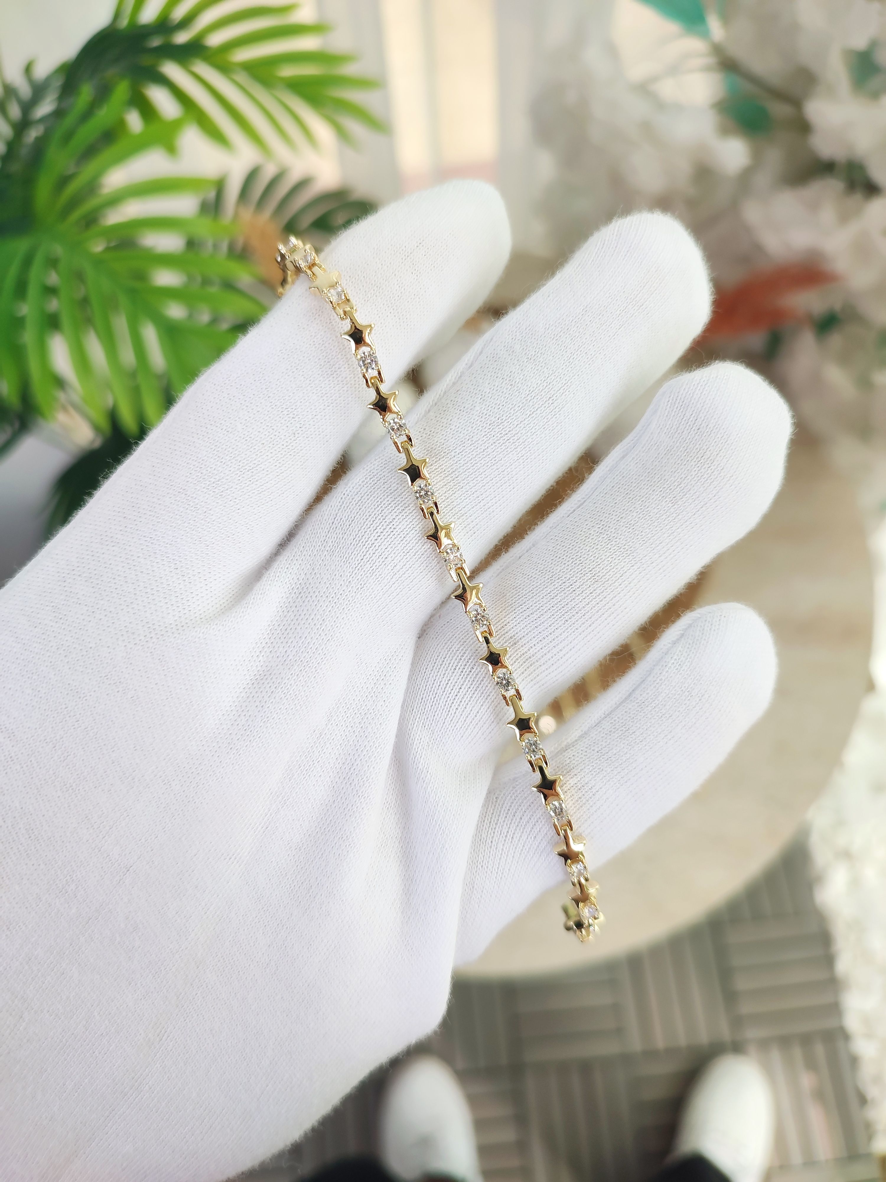 14 Ayar Altın Kaplama Mini Sıralı Yıldız Bileklik