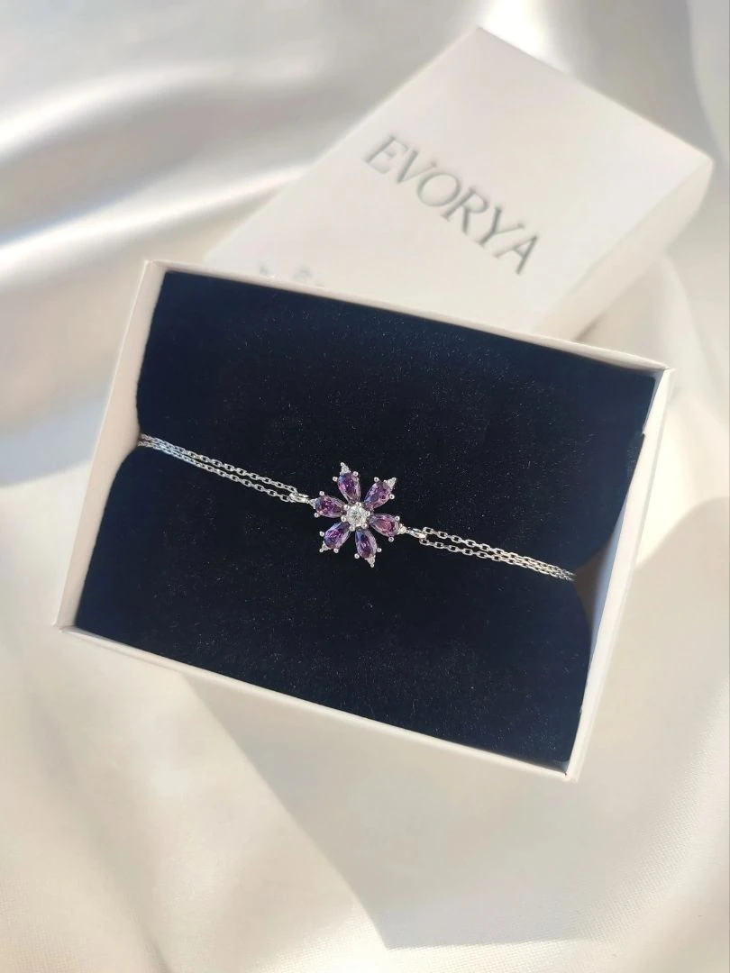 925 Ayar Gümüş Kamelya Çiçeği Bileklik