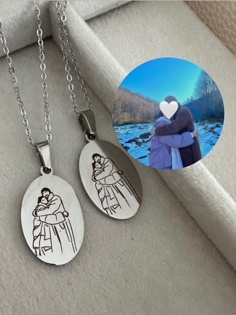 Kişiye Özel Çelik Oval Plaka Anı Kolye
