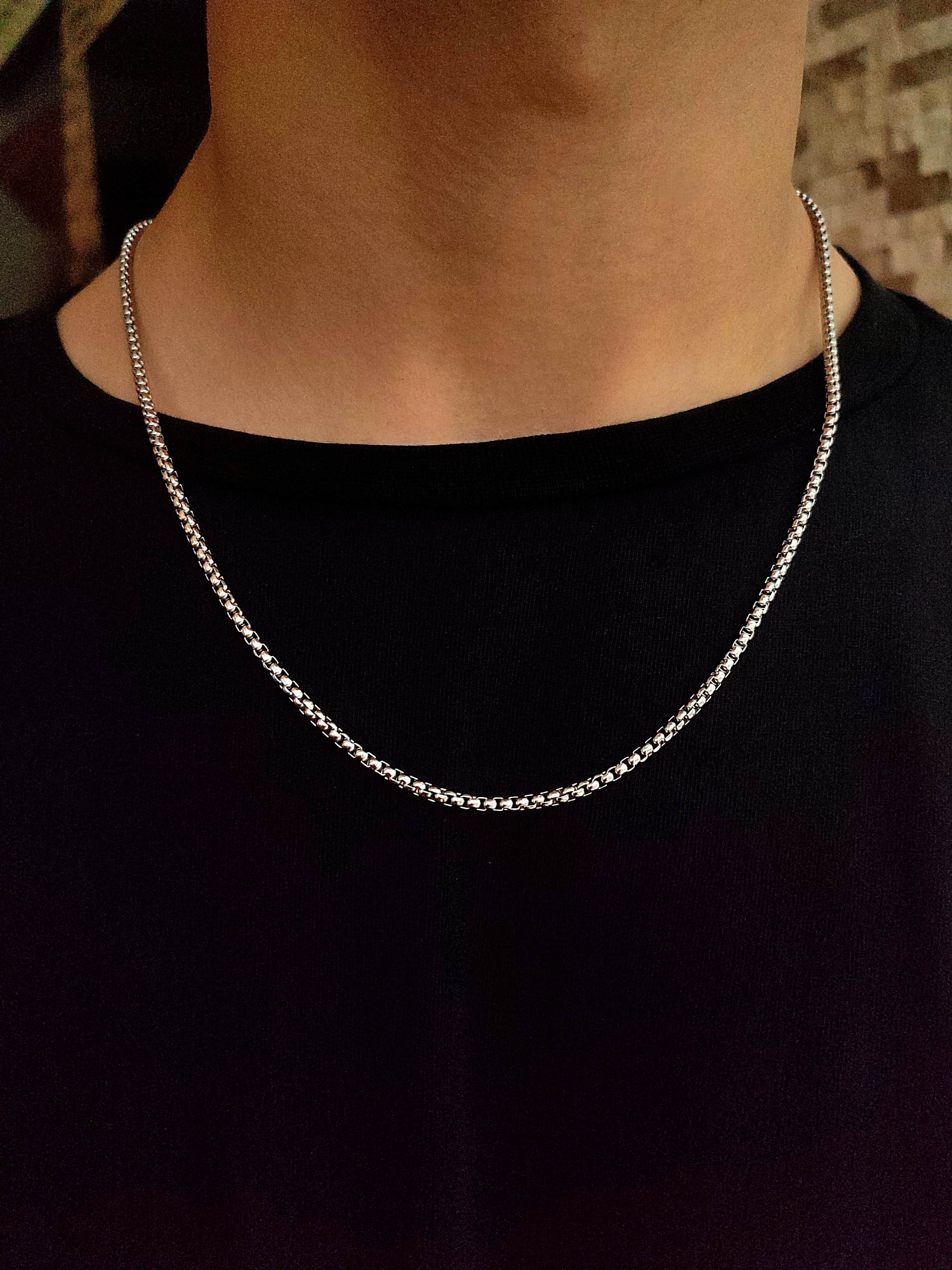 Erkek Çelik Gümüş Gri Renk 60cm Örme Kolye
