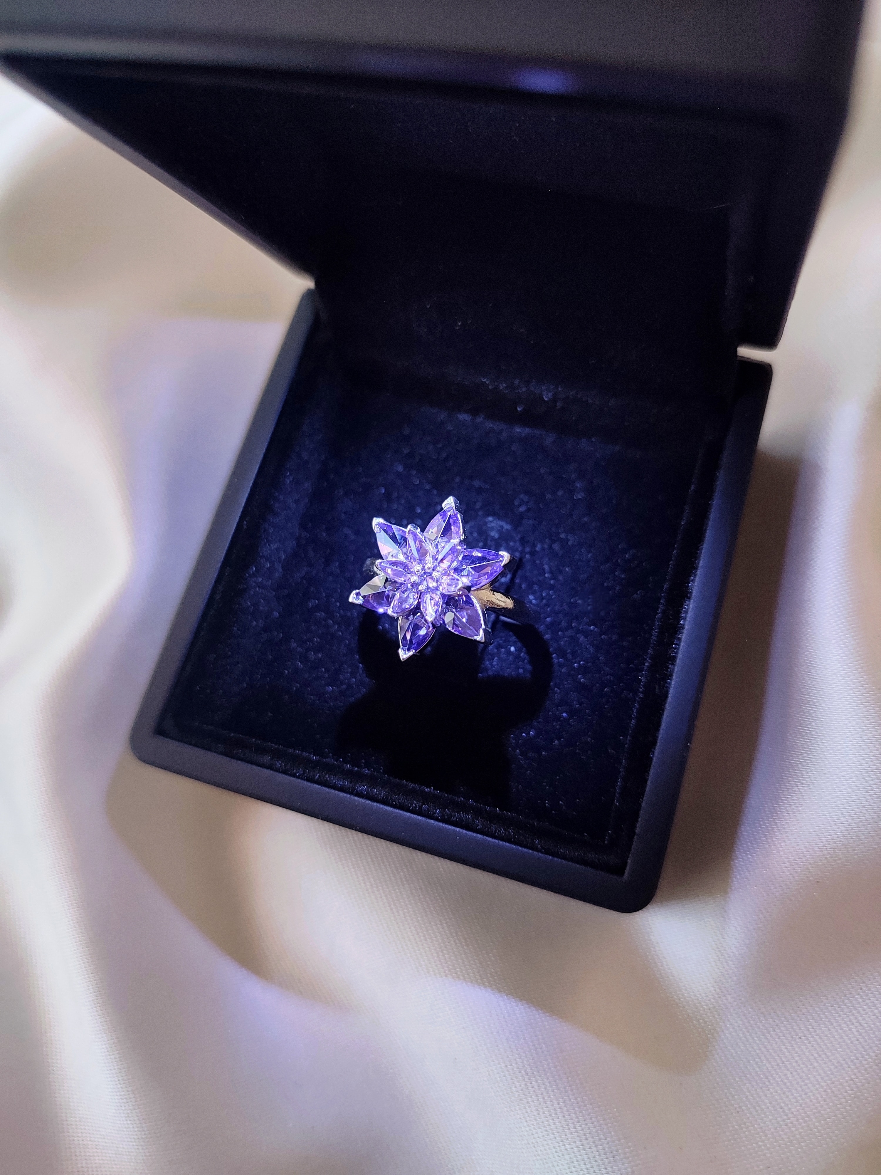 925 Ayar Gümüş Ayarlanabilir Lotus Çiçeği Yüzük