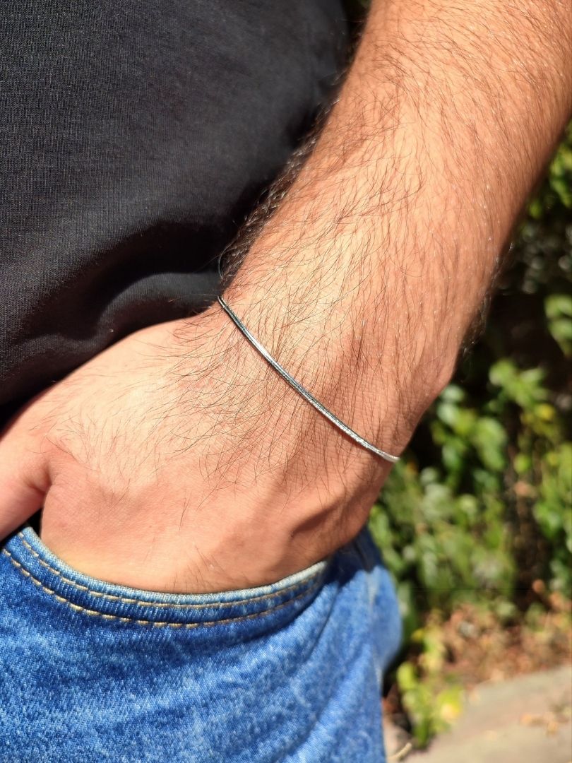Paslanmaz Çelik Unisex İnce İtalyan Yassı Bileklik