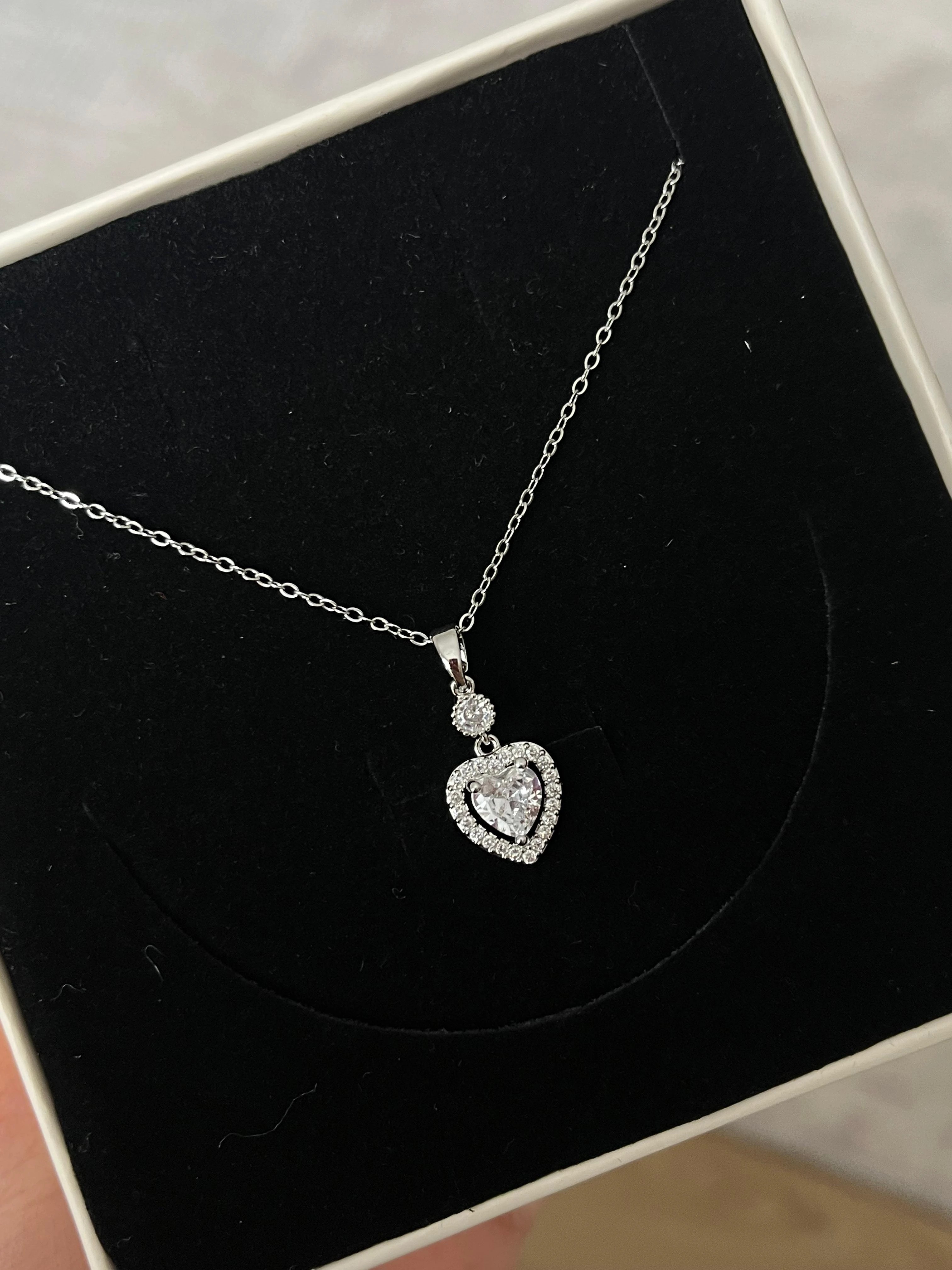Kadın 316L Paslanmaz Çelik Swarovski Taşlı Kalp Kolye