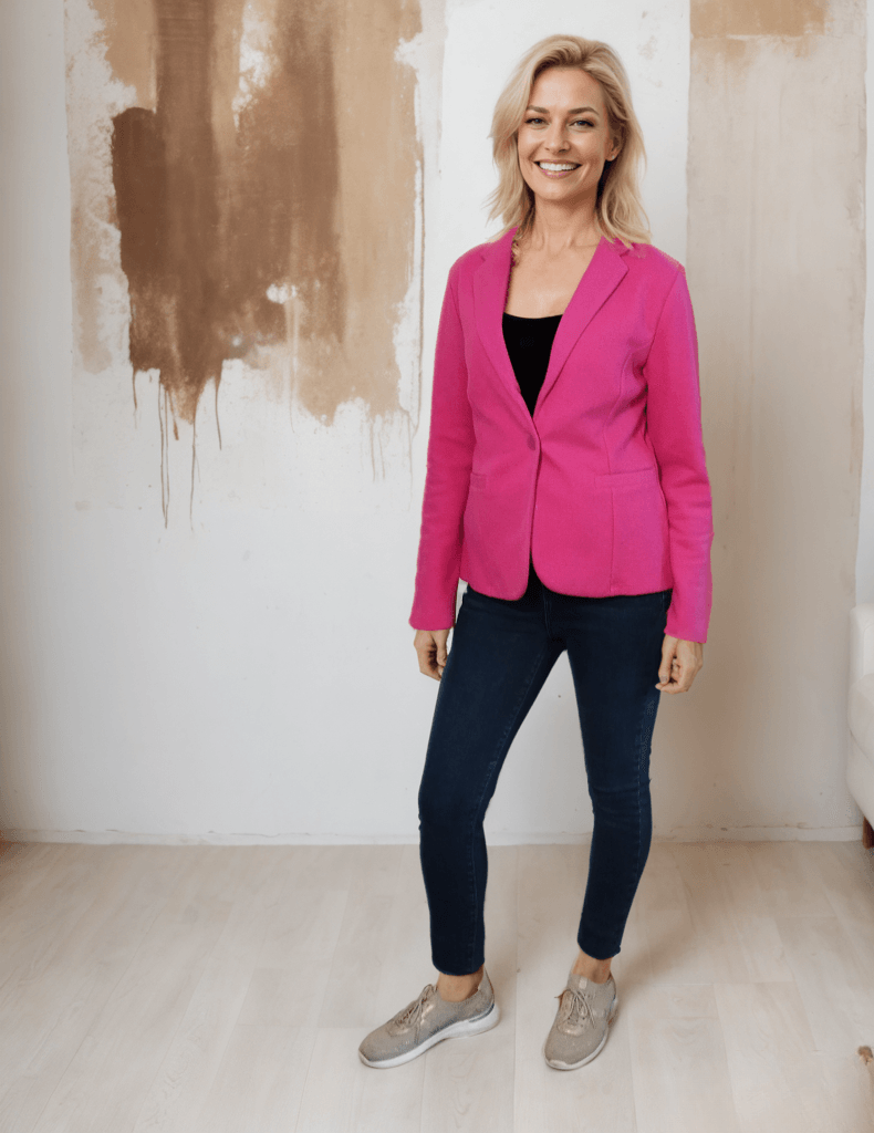 Pembe Tek Düğmeli Yumuşak Blazer Ceket