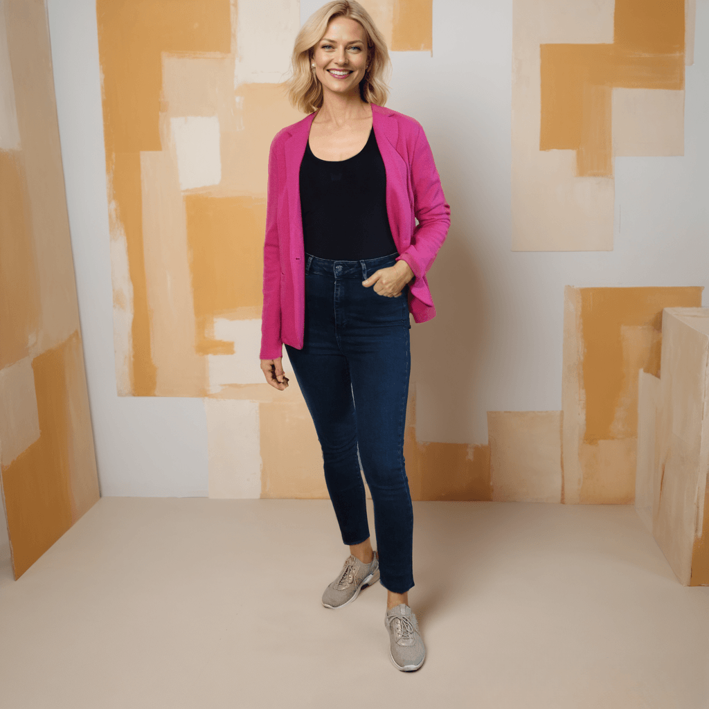 Pembe Tek Düğmeli Yumuşak Blazer Ceket