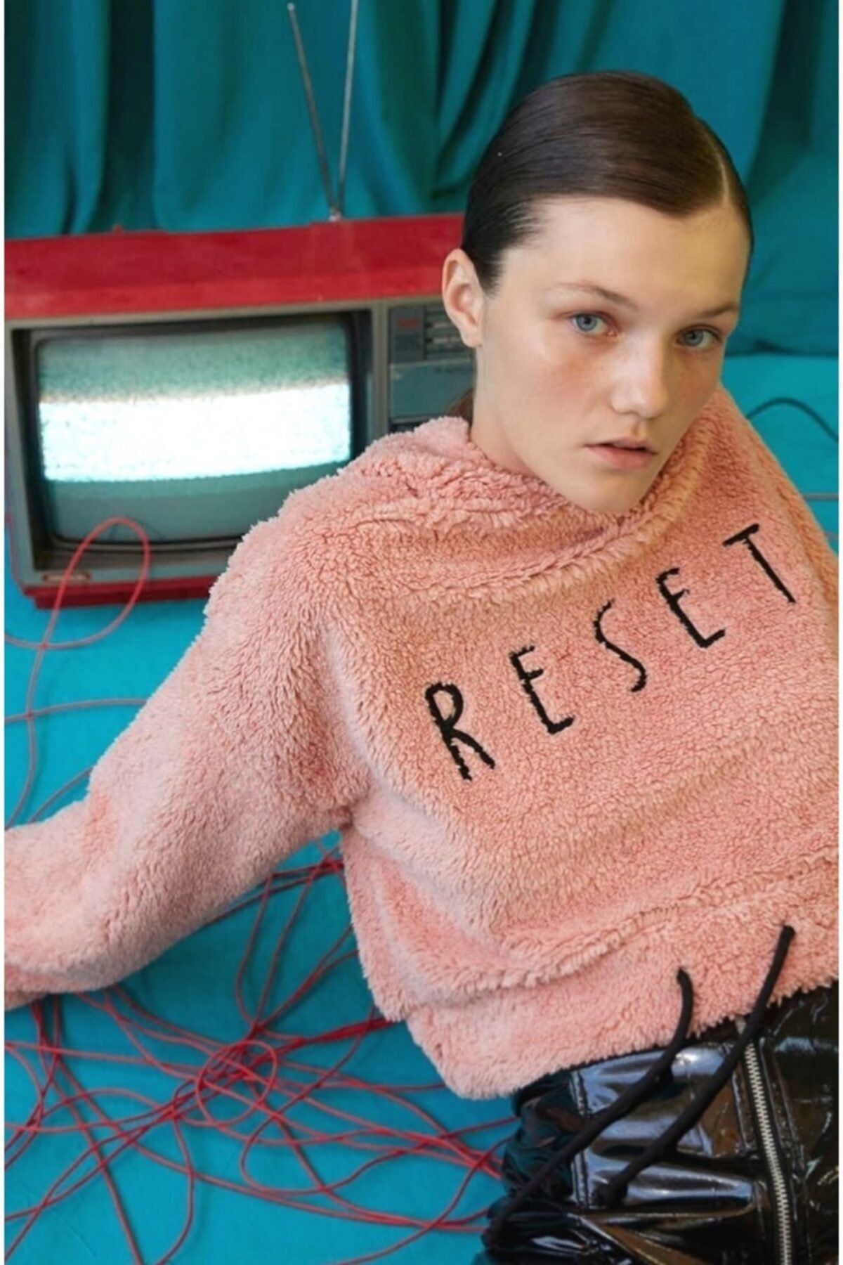 Kadın Pembe Reset Peluş Sweatshirt