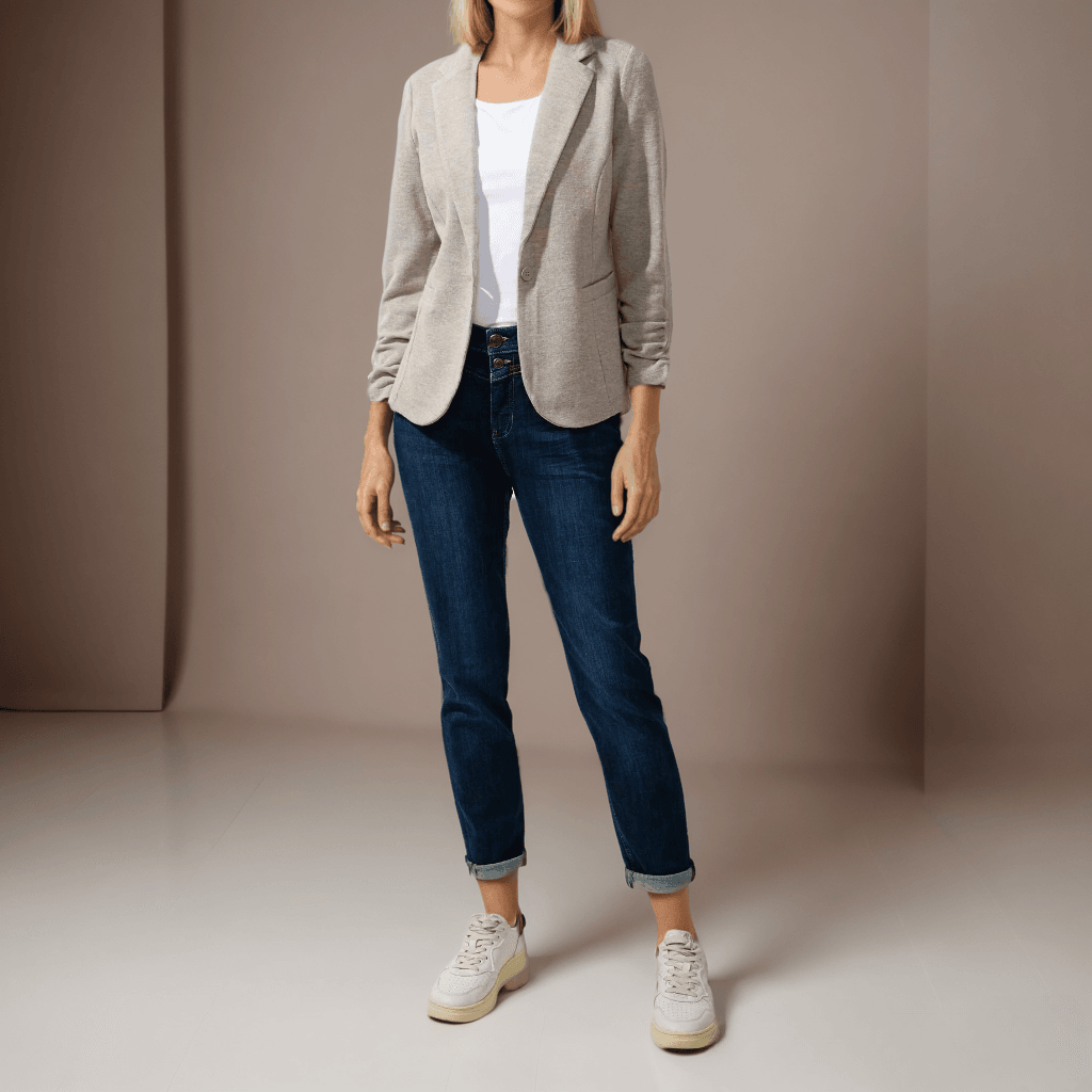 Açık Kahverengi Tek Düğmeli Bilekten Hafif Büzgülü Blazer Ceket