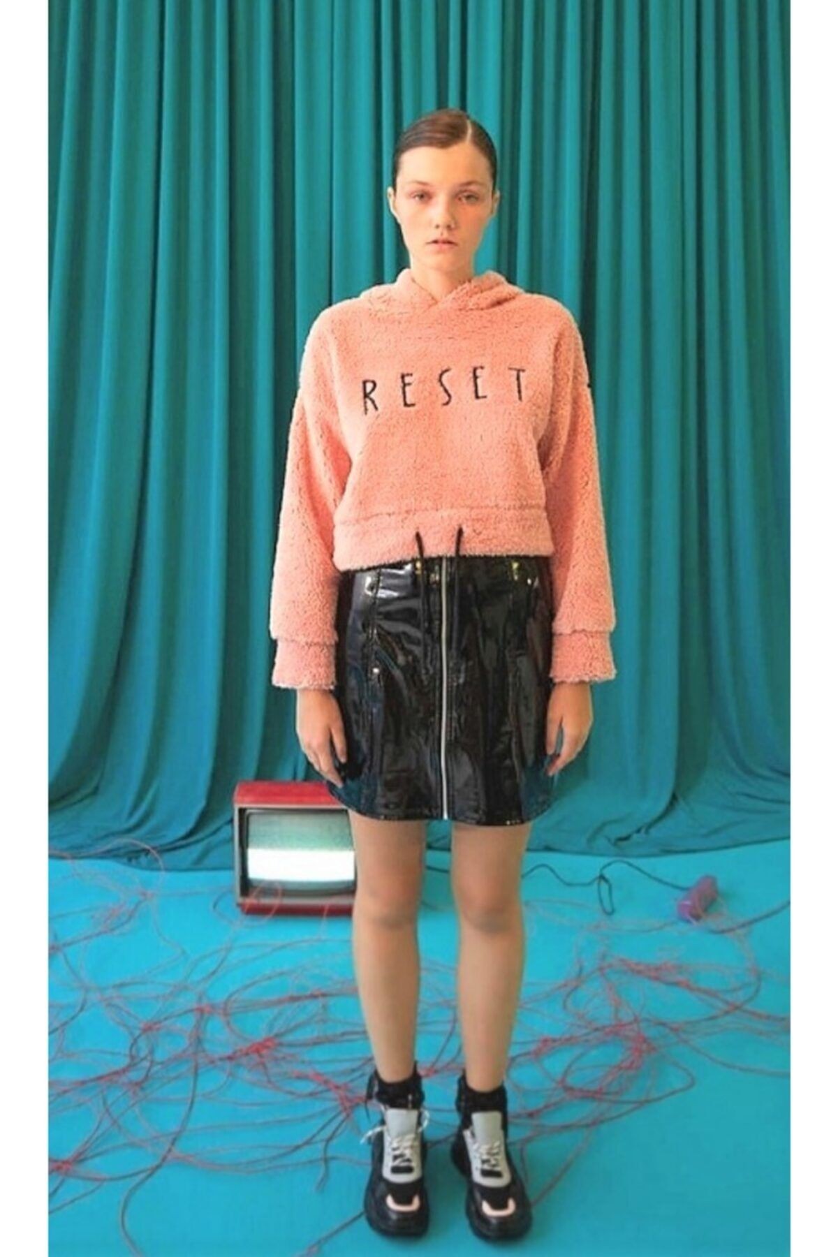 Kadın Pembe Reset Peluş Sweatshirt
