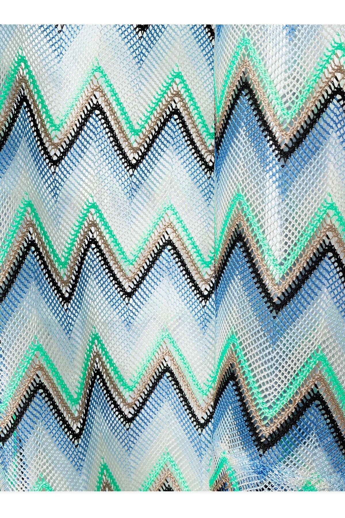 Yeşil Zigzag Desenli Uzun Hırka