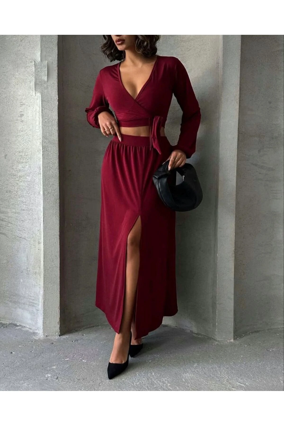 Kadın Sandy Kumaş Uzun Etekli Takım