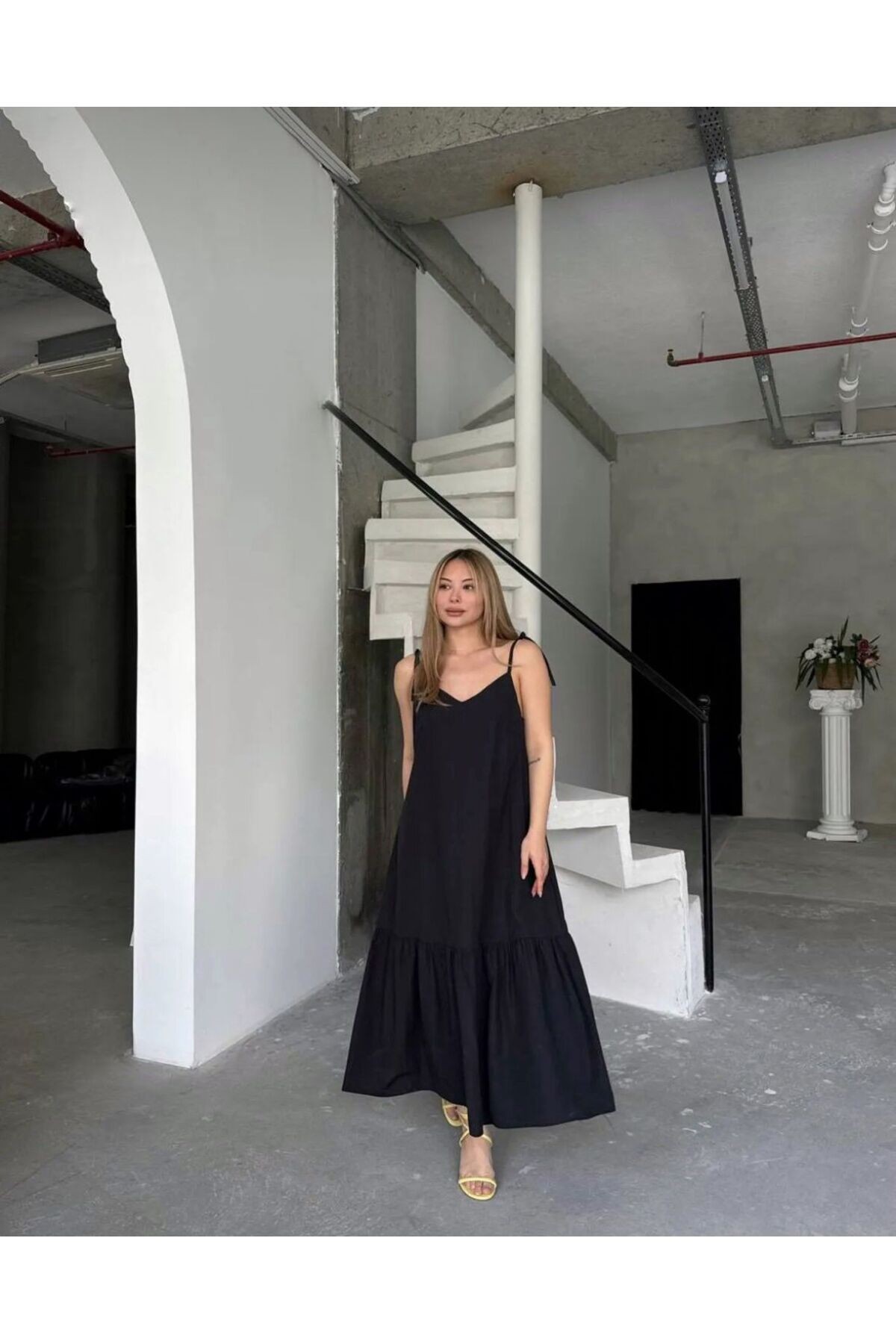 Poplin Kumaş Ayarlanabilir Askılı Elbise