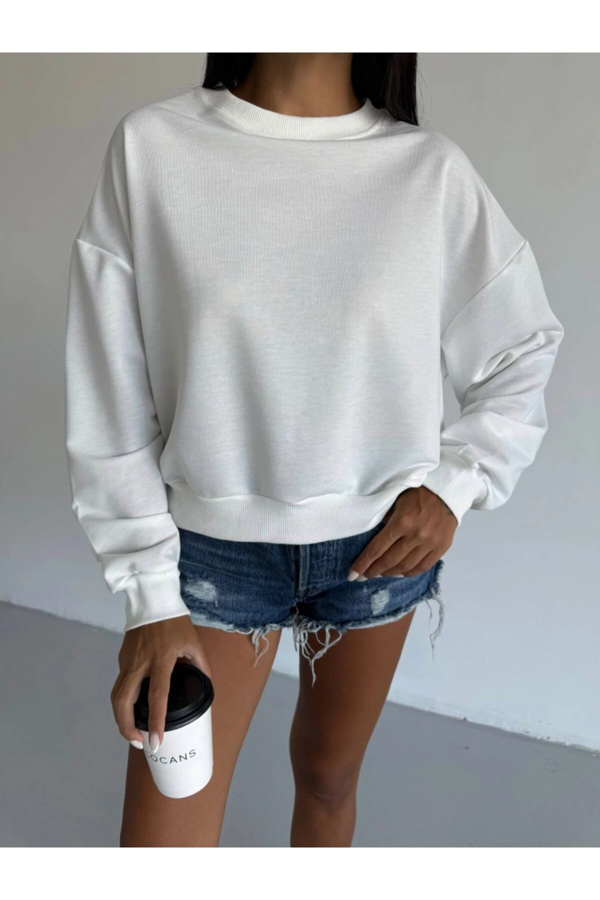 Kadın Bisiklet Yaka 2 İplik Sweatshirt