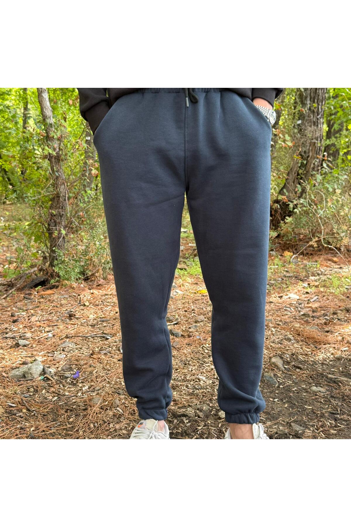 Erkek Ünisex Jogger Eşofman Altı 3 İplik Kalın Kişlık - Lacivert