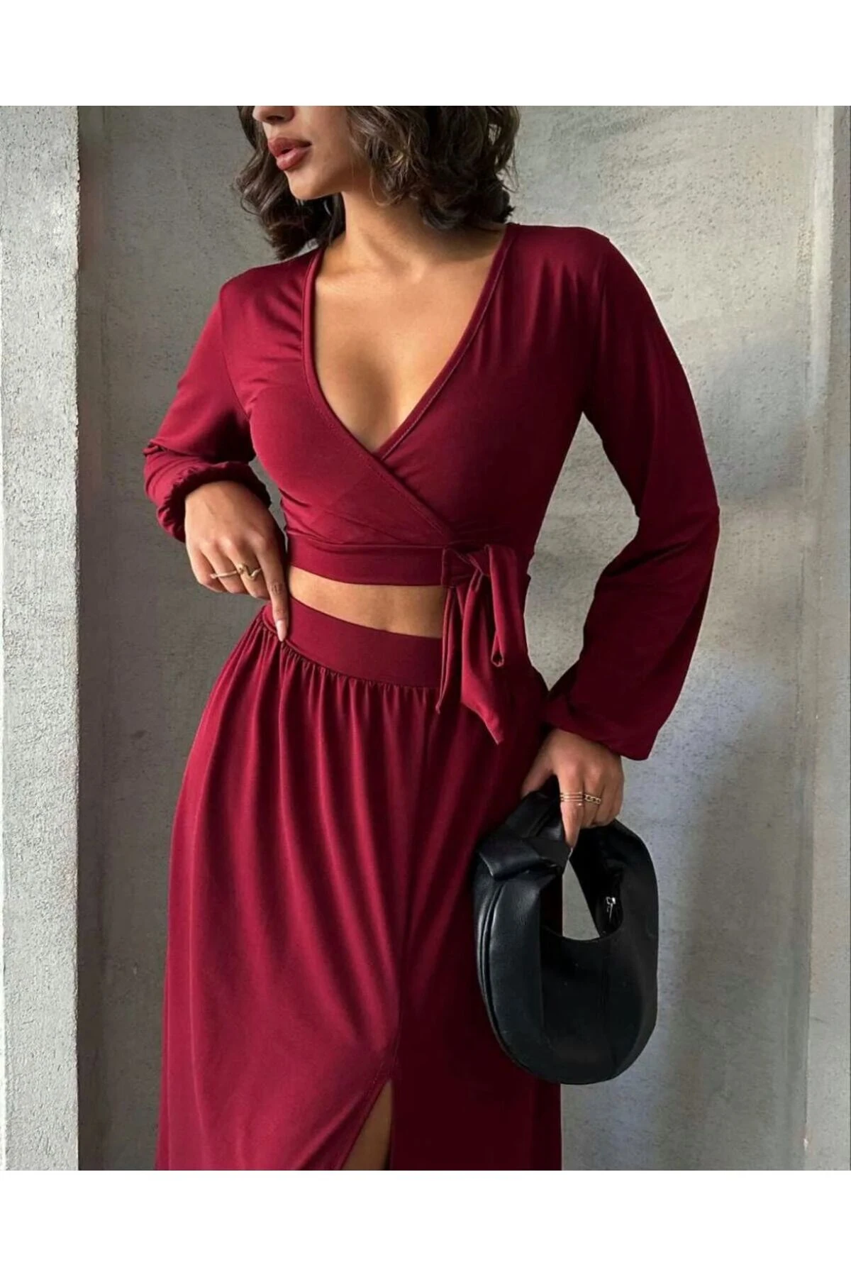 Kadın Sandy Kumaş Uzun Etekli Takım