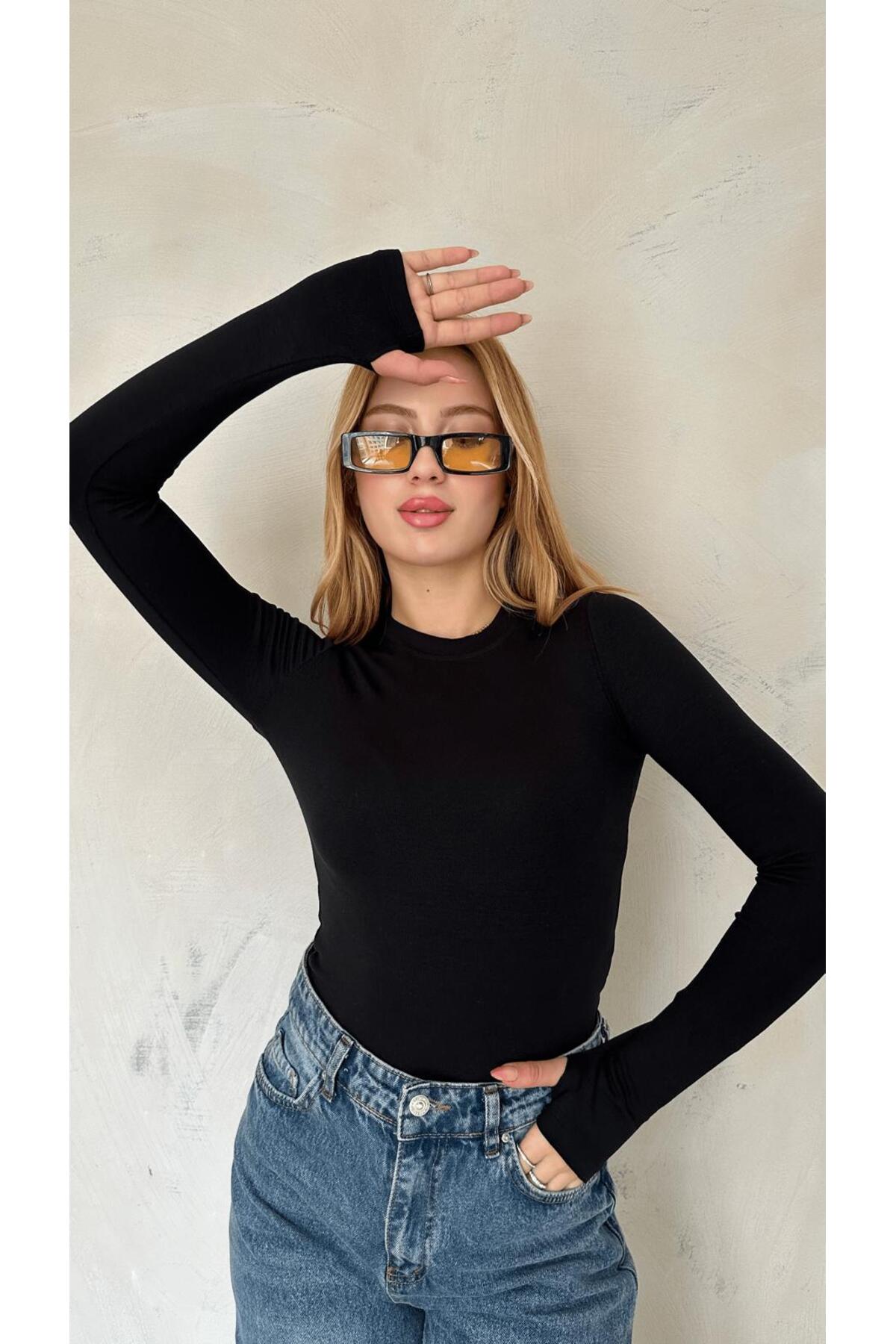 Kadın Bordo Likralı Uzun Kollu Basic Body – Fit Kalıp, Esnek ve Yumuşak Dokulu