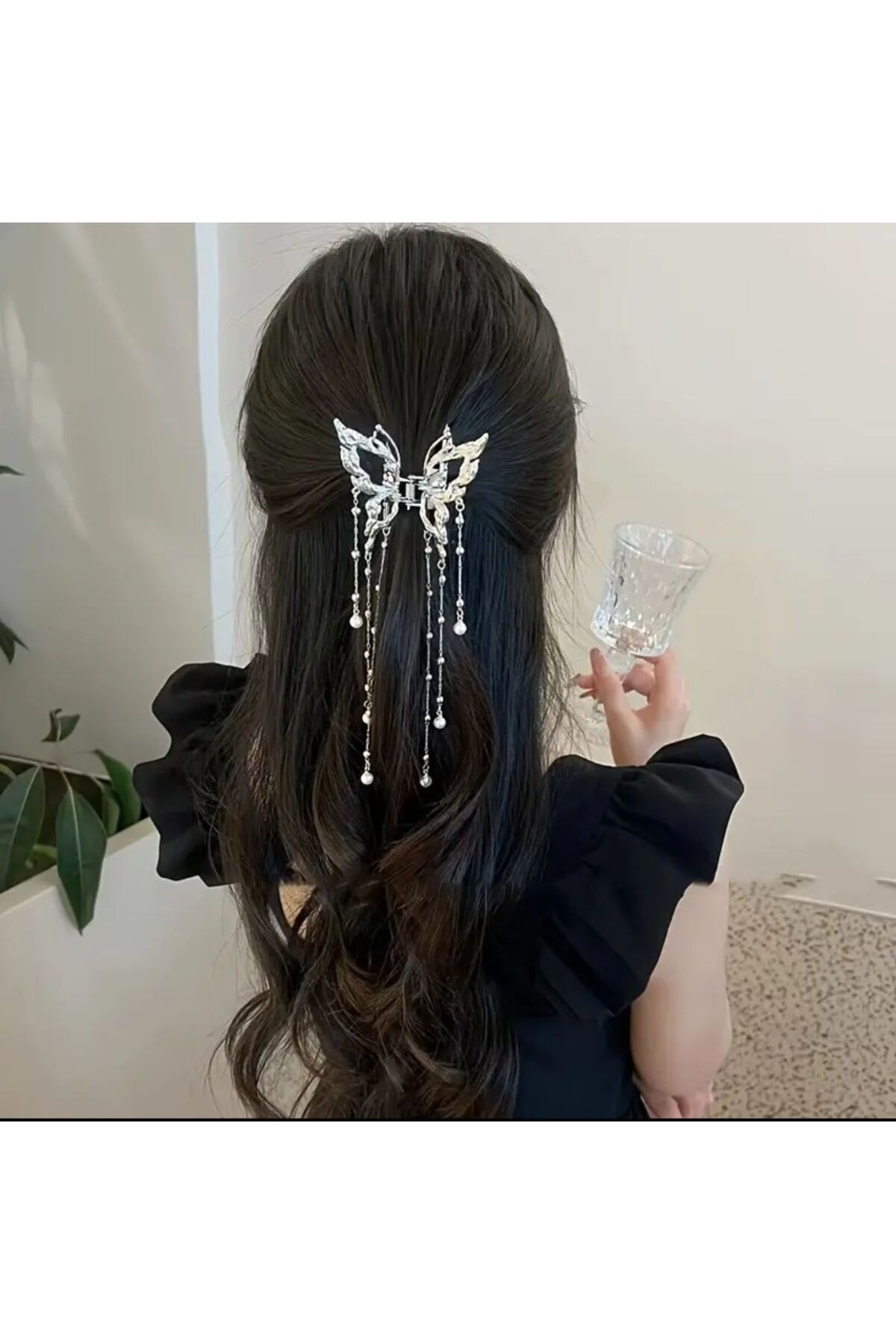 Kelebek Sallantılı Gümüş Metal Mandal Toka