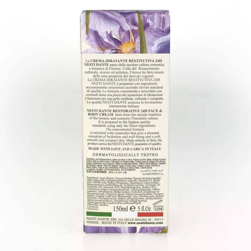 Nesti Dante Yüz ve Vücut Kremi Dei Colli Fiorentini İris Çiçeği Özlü Nemlendirici Vegan Cilt Bakımı 150 g