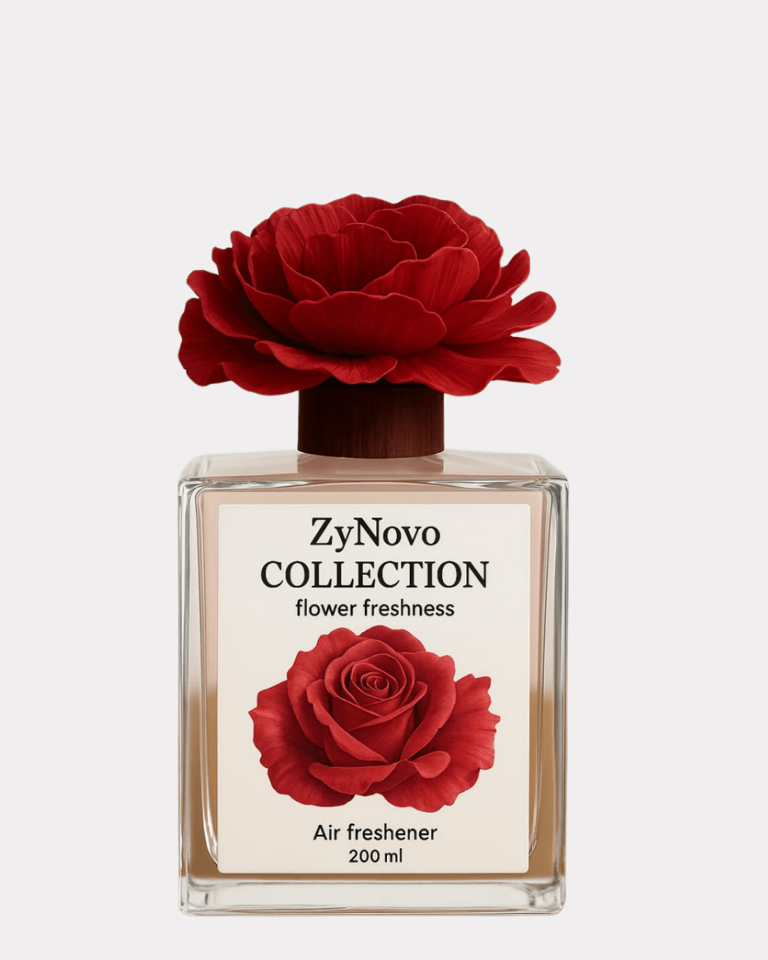 ZyNovo Collection Gül Figürlü Cam Şişede Oda Kokusu 200 ml | Bahar Çiçekleri Aroması