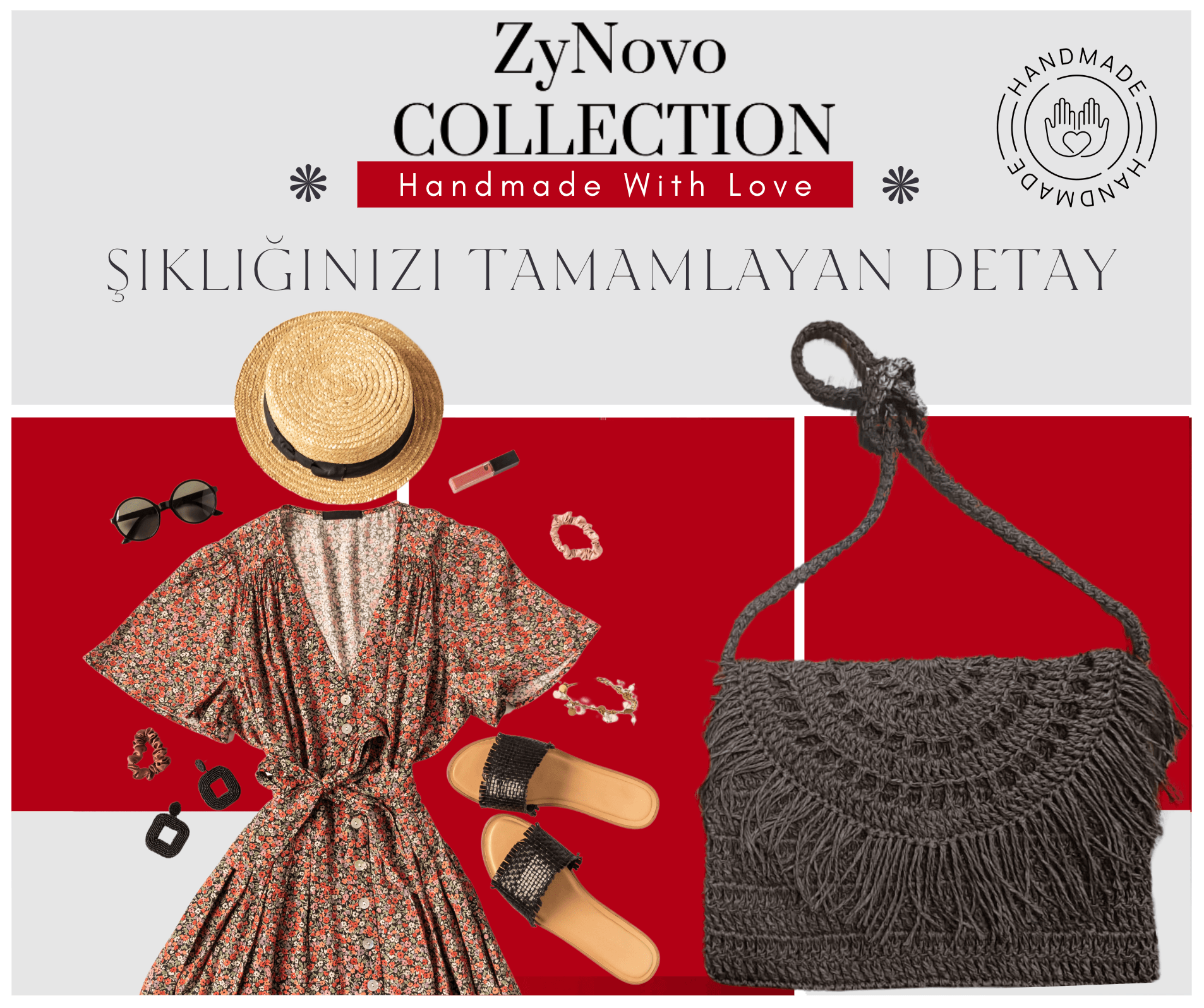 ZyNovo Collection Püsküllü, Uzun Saplı Şık Çanta