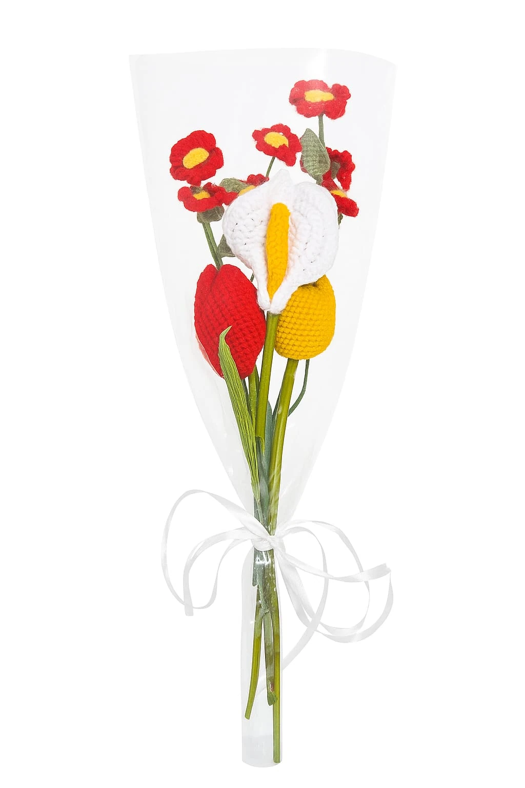 ZyNovo Collection Örgü Çiçek Buketi Kırmızı-Sarı Kombin