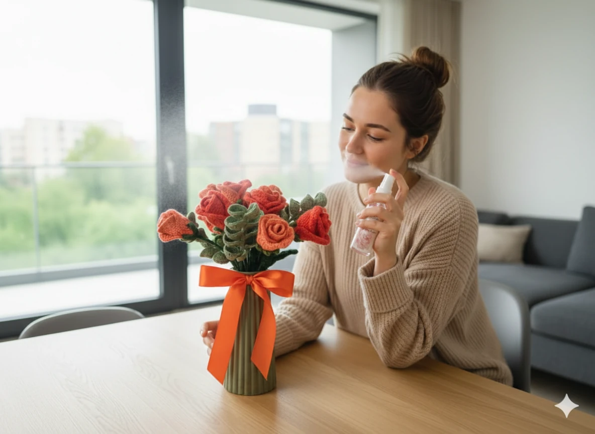 10'lu El Yapımı Gül Buketi ve Gül Nefesi ( Gül esanslı oda kokusu hediyeli)