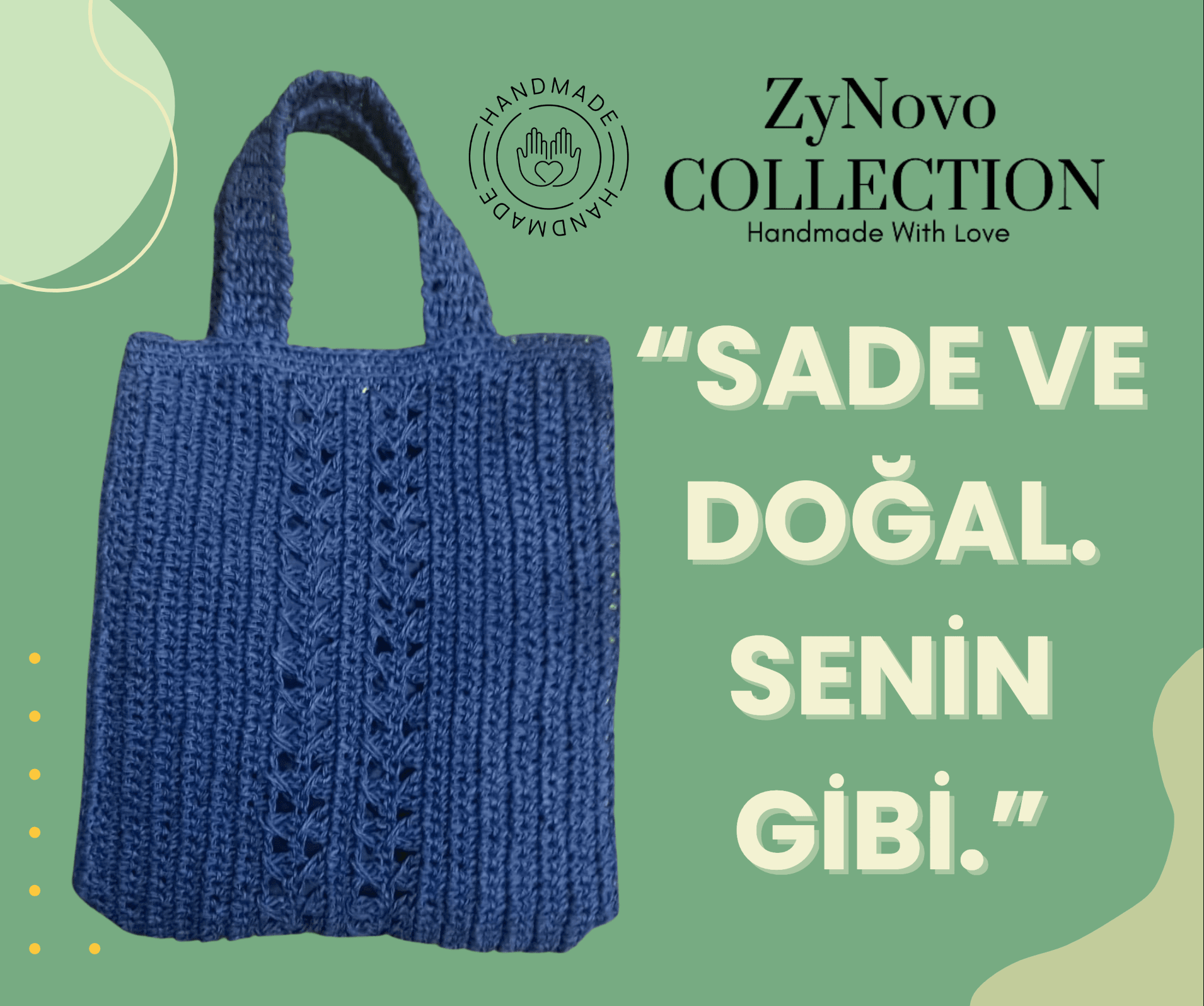 ZyNovo Collection Sade ve Modern Örgü Lacivert Çanta