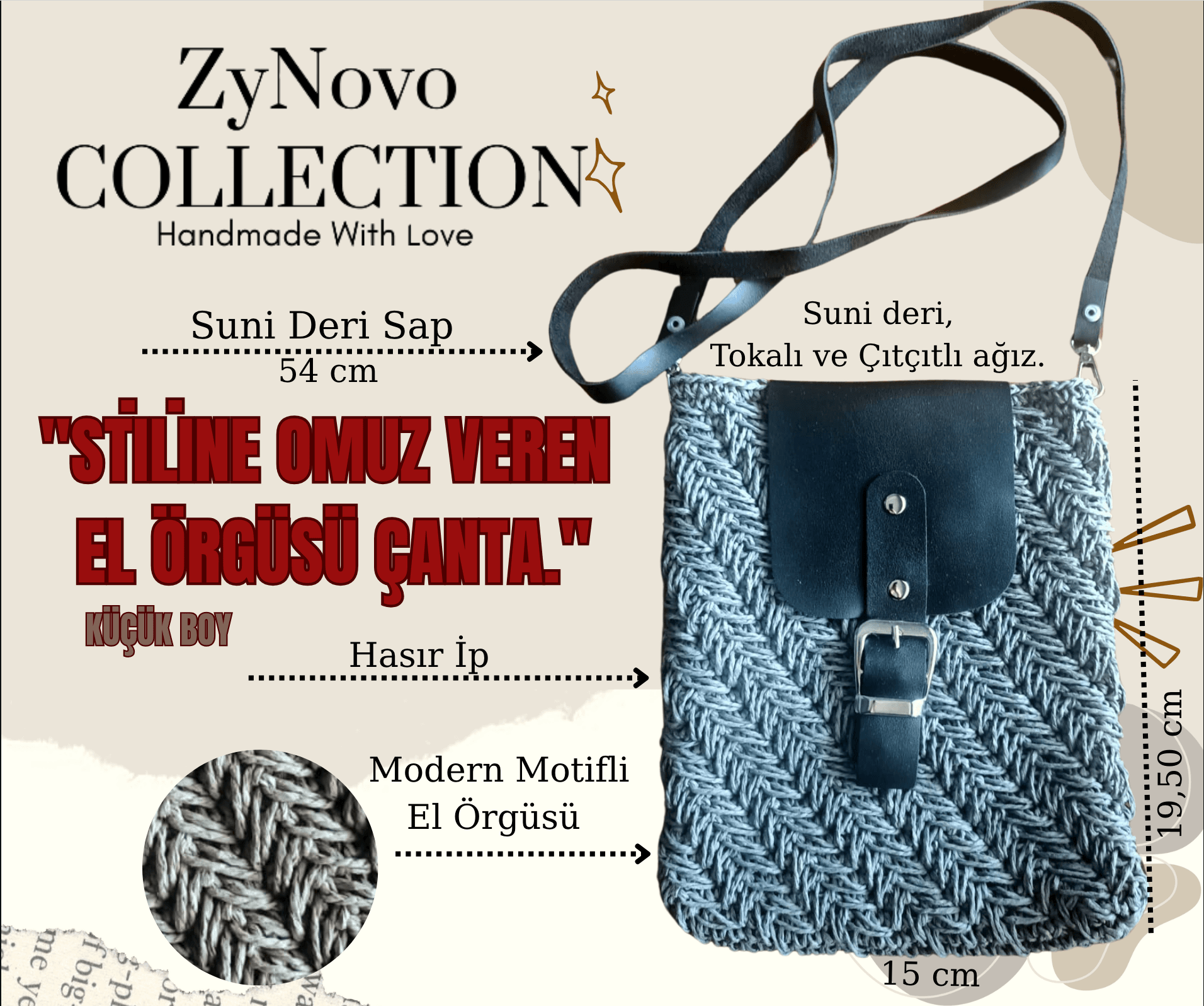 ZyNovo Collection Küçük Boy Hasır Çanta 