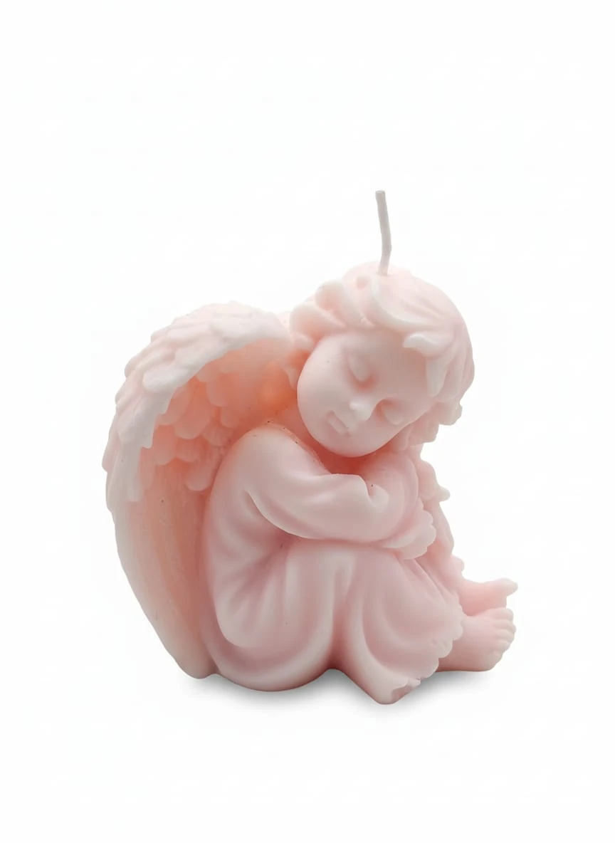 Melek Figürlü Dekoratif Mum | El Yapımı, Zarif Tasarım, Pembe Renk