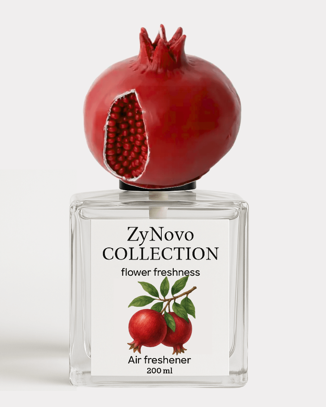 ZyNovo Collection Dekoratif Nar Figürlü Cam Şişede Oda Kokusu 200 ml | Bahar Çiçekleri Aroması