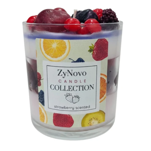 ZyNovo Collection – Karışık Meyve Tasarımlı Çilek Kokulu Doğal Soya Mumu