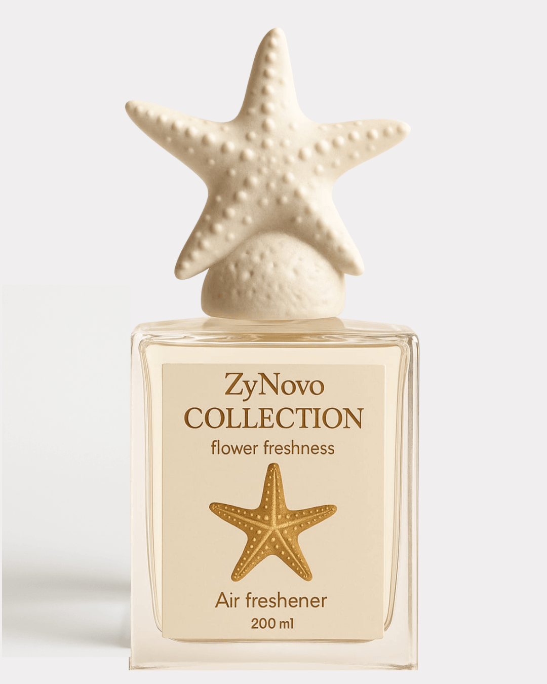 ZyNovo Collection Dekoratif Deniz Yıldızı Figürlü Cam Şişede Oda Kokusu 200 ml | Bahar Çiçekleri Aroması
