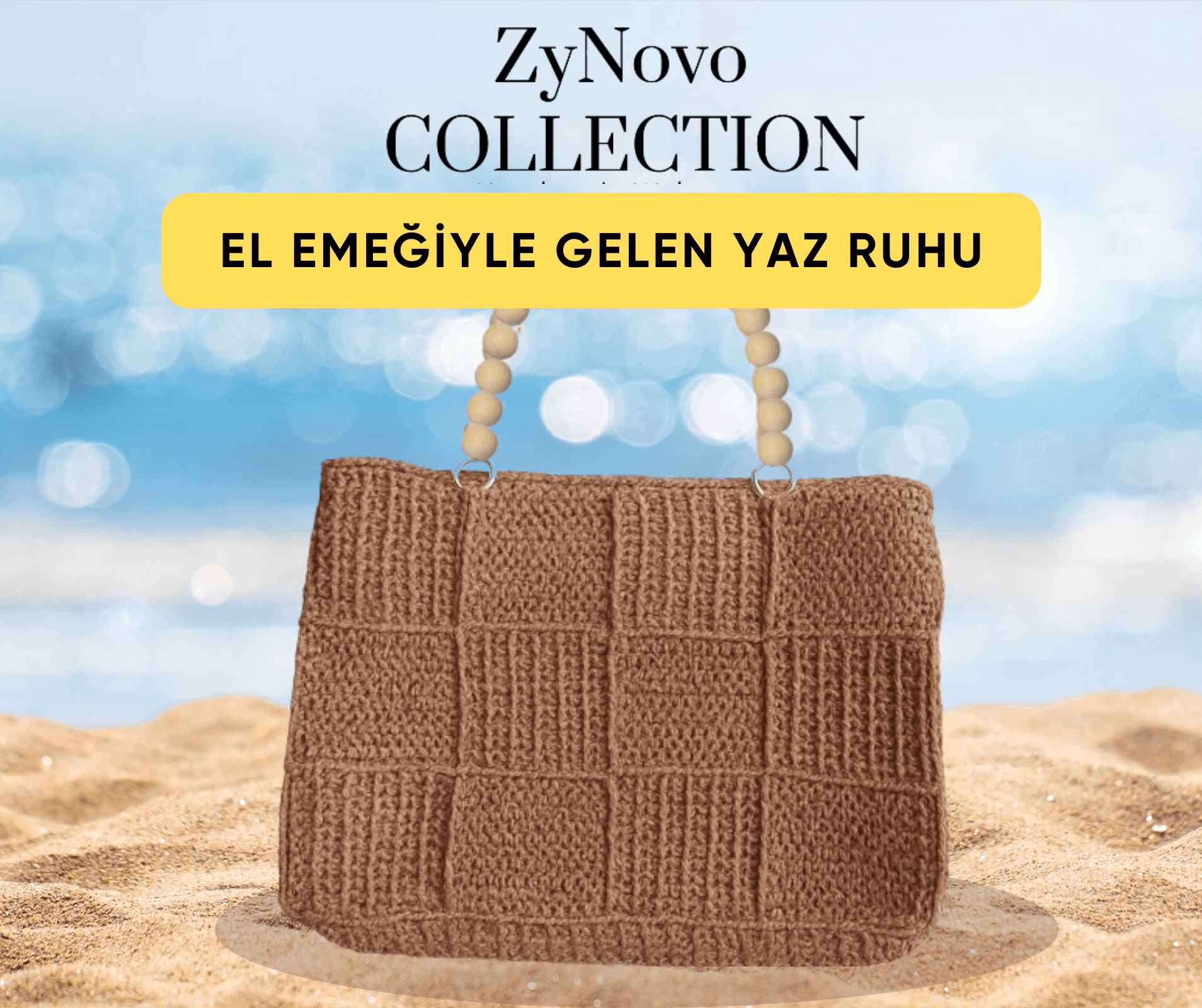 ZyNovo Collection Boncuk Saplı Hasır çanta