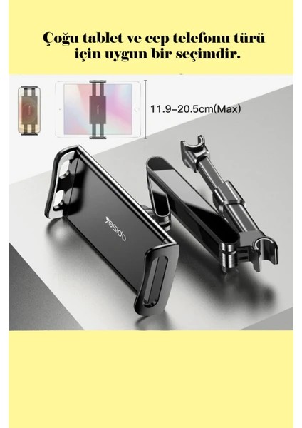 Qpen C117 360° Klipsli Koltuk Arkası Telefon Tablet Tutucu