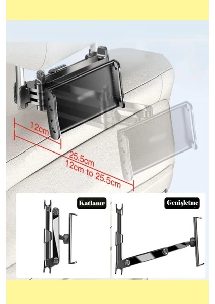 Qpen C117 360° Klipsli Koltuk Arkası Telefon Tablet Tutucu