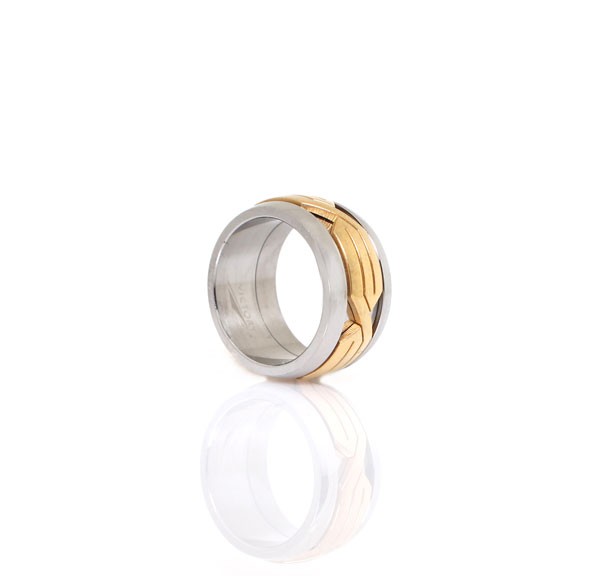 Unisex Gümüş&Gold Çelik Yüzük (ORTASI DÖNEN)
