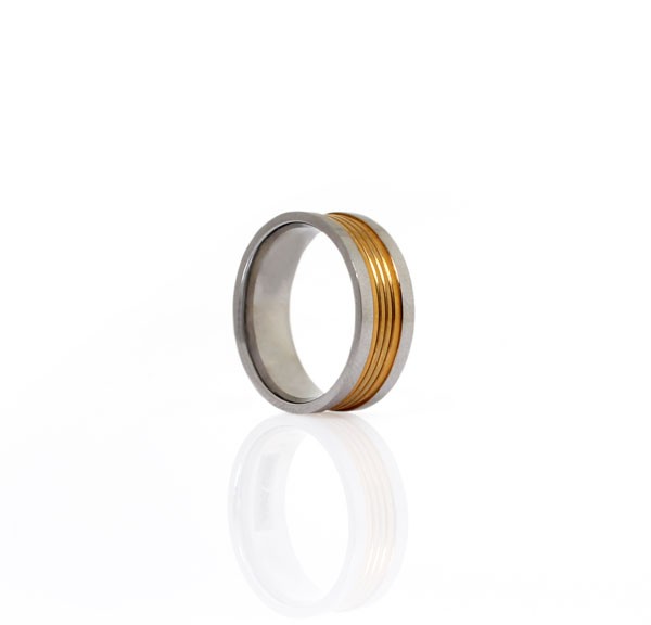 Unisex Gümüş&Gold Çelik Yüzük