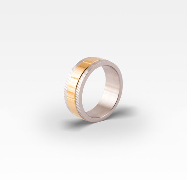 Unisex Gümüş&Gold Çelik Yüzük