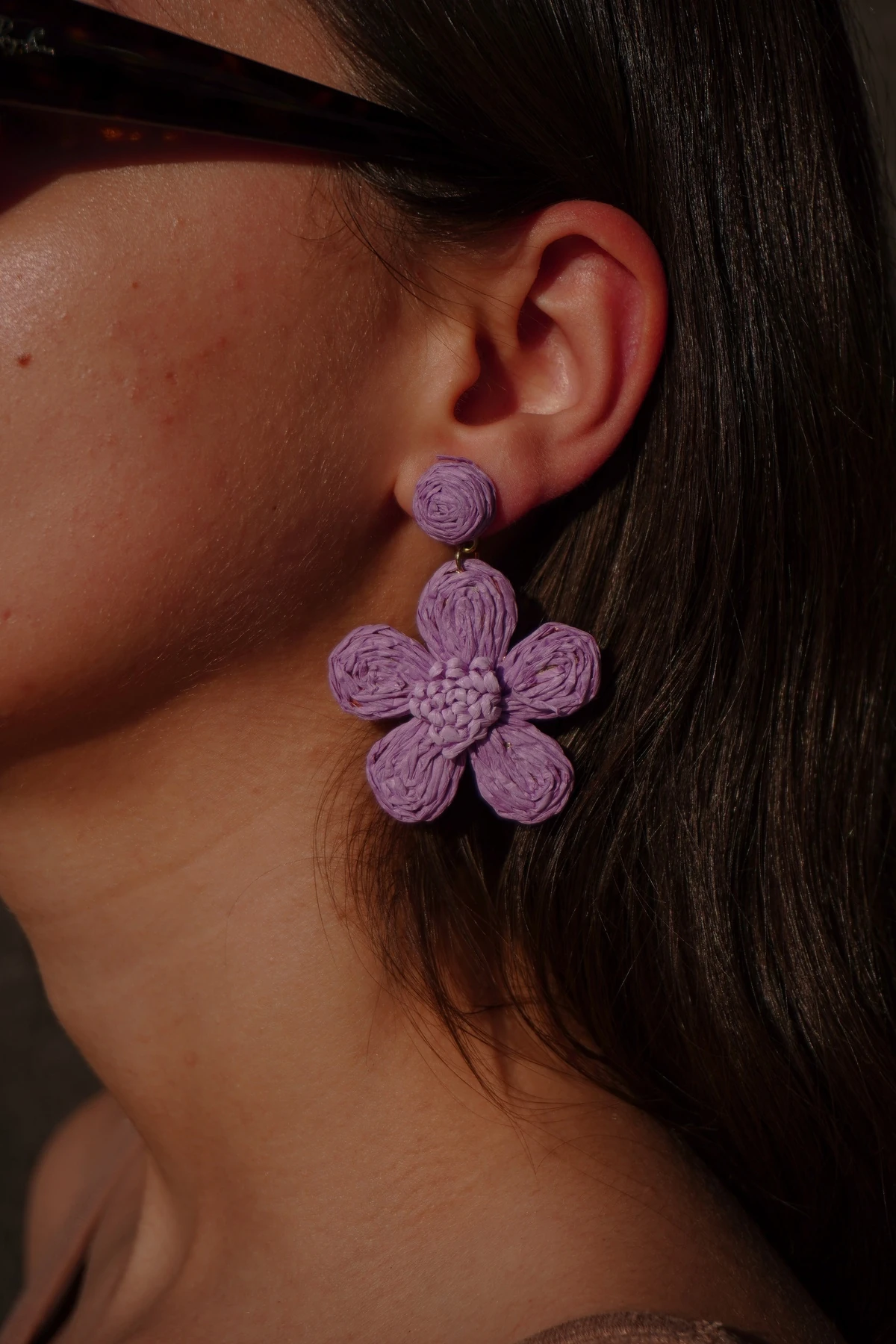 Papatya Tasarımlı Hasır Küpe