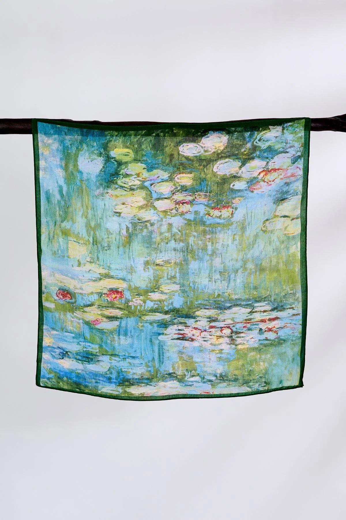 Monet Nilüferler Tasarımlı Fular