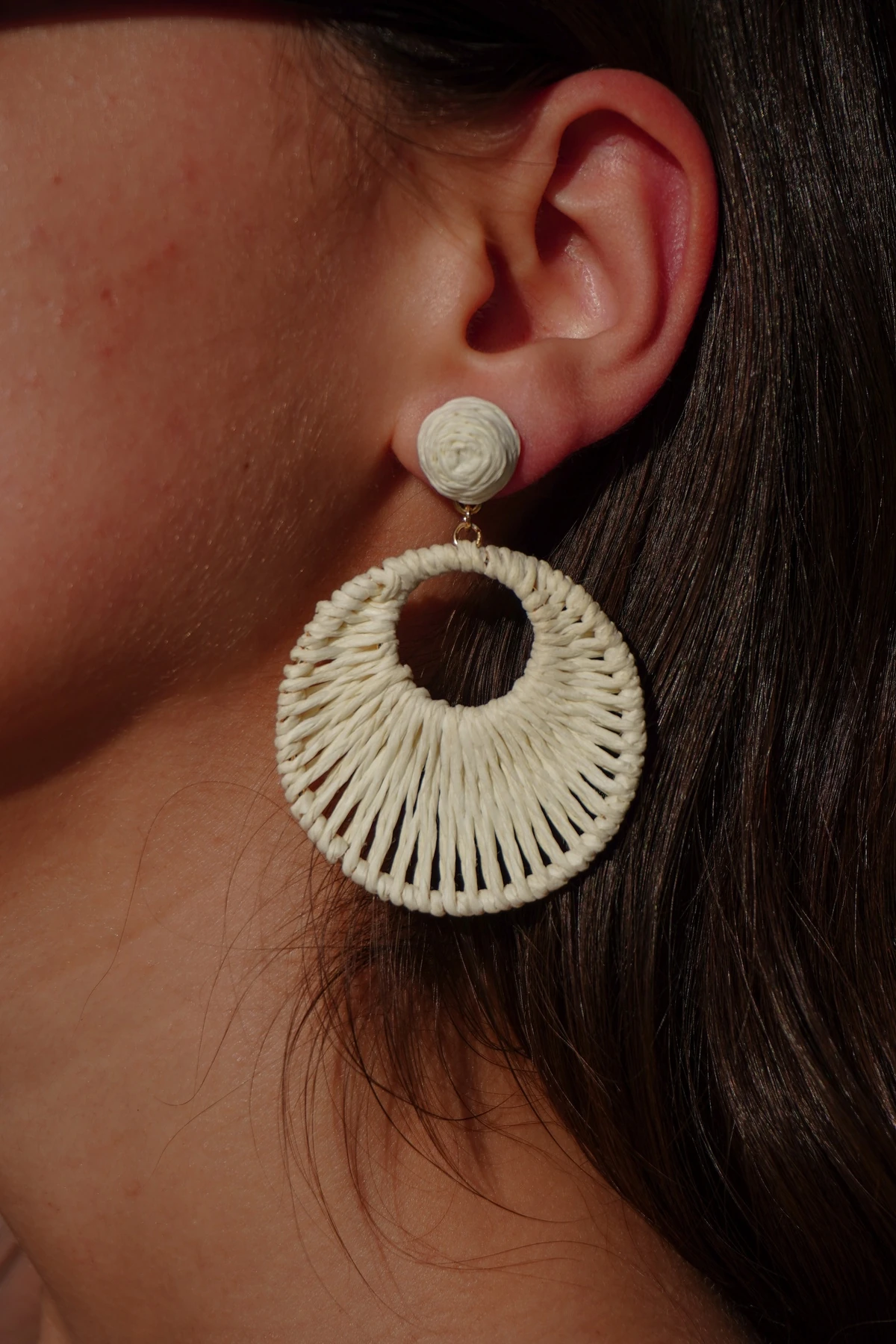 Hasır Örgü Halka Küpe