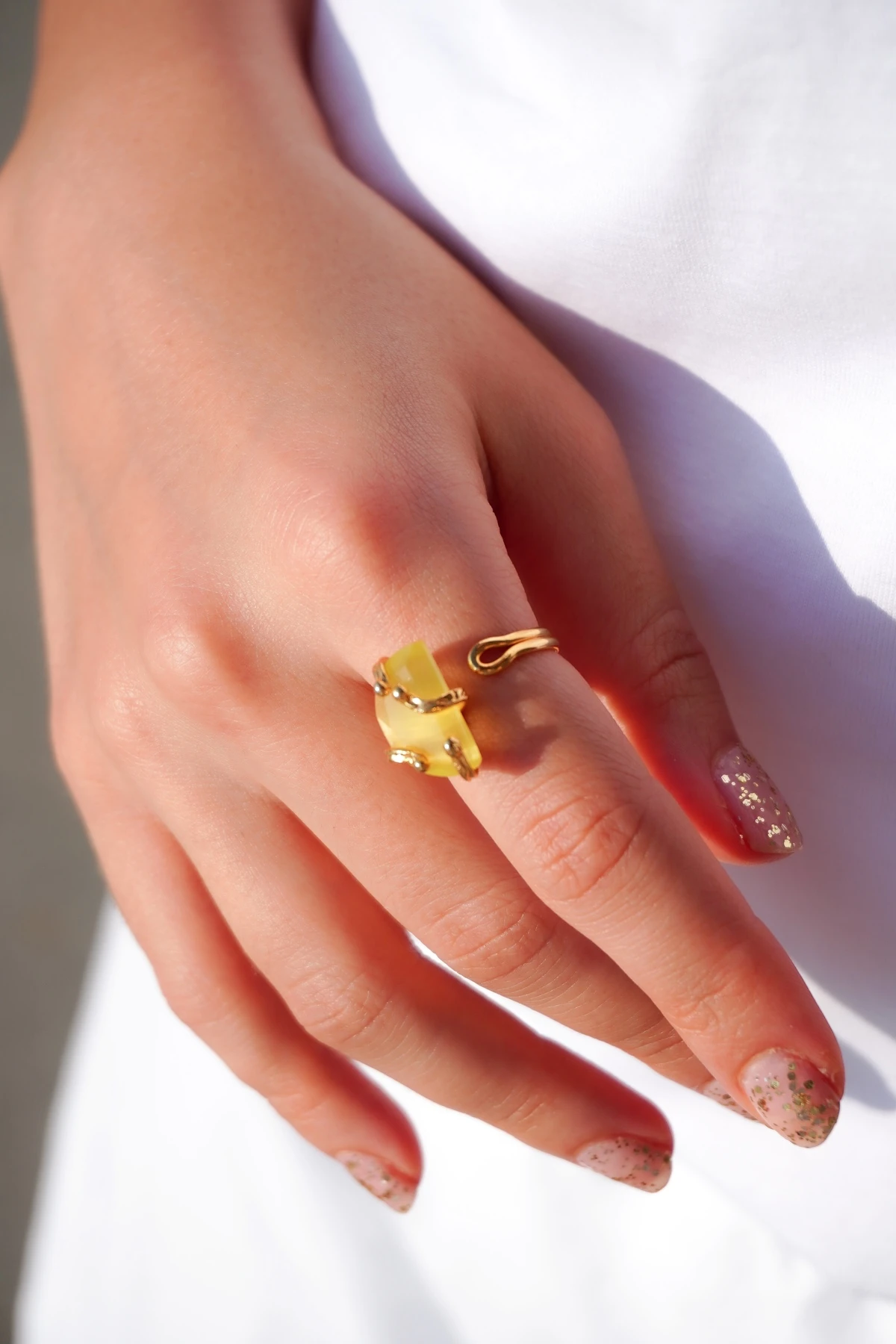 Kedigözü Doğal Taş Altın Kaplama Pirinç El yapımı Yüzük