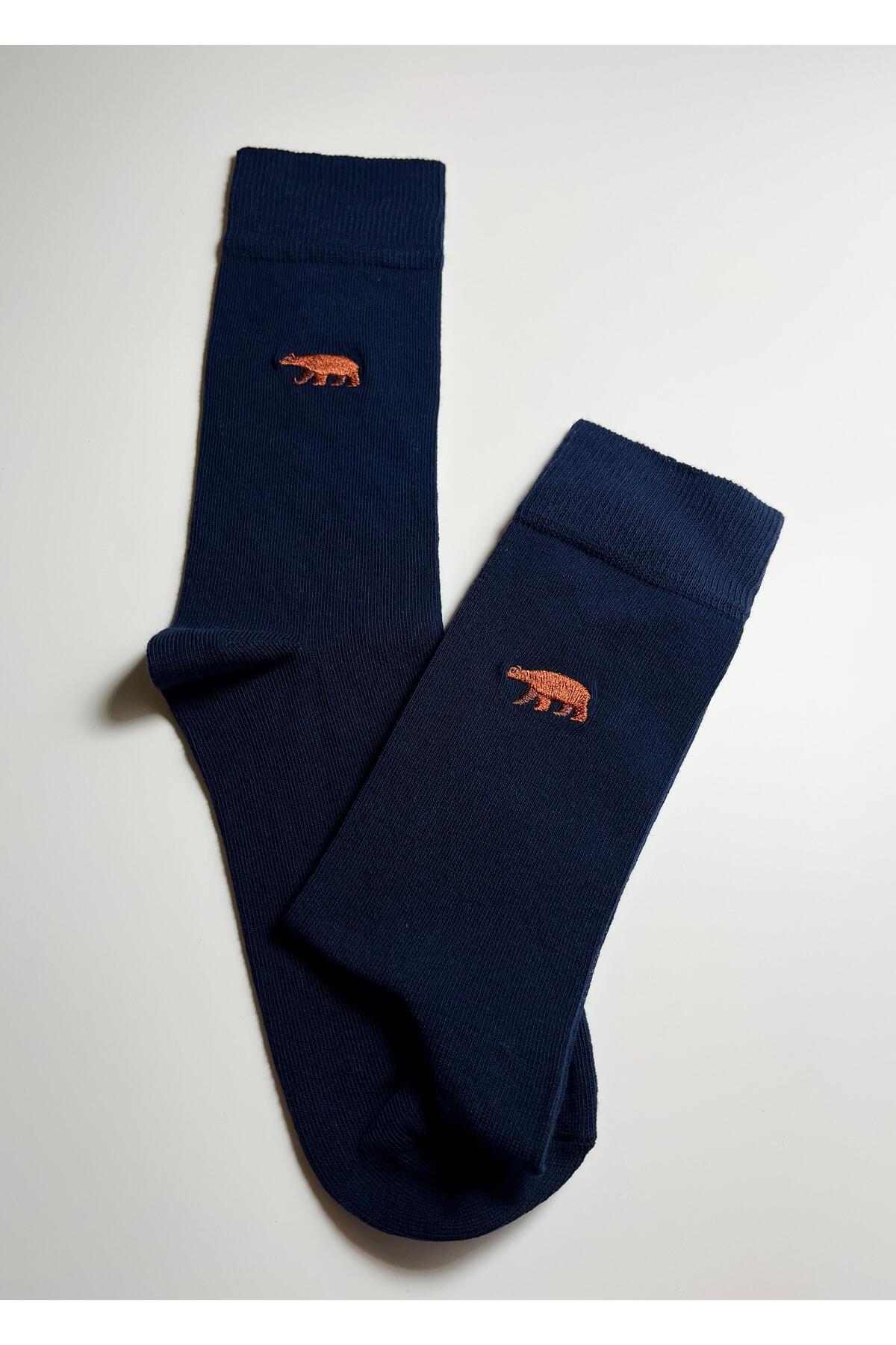 Boz Ayı Nakışlı Unisex Pamuklu Çorap