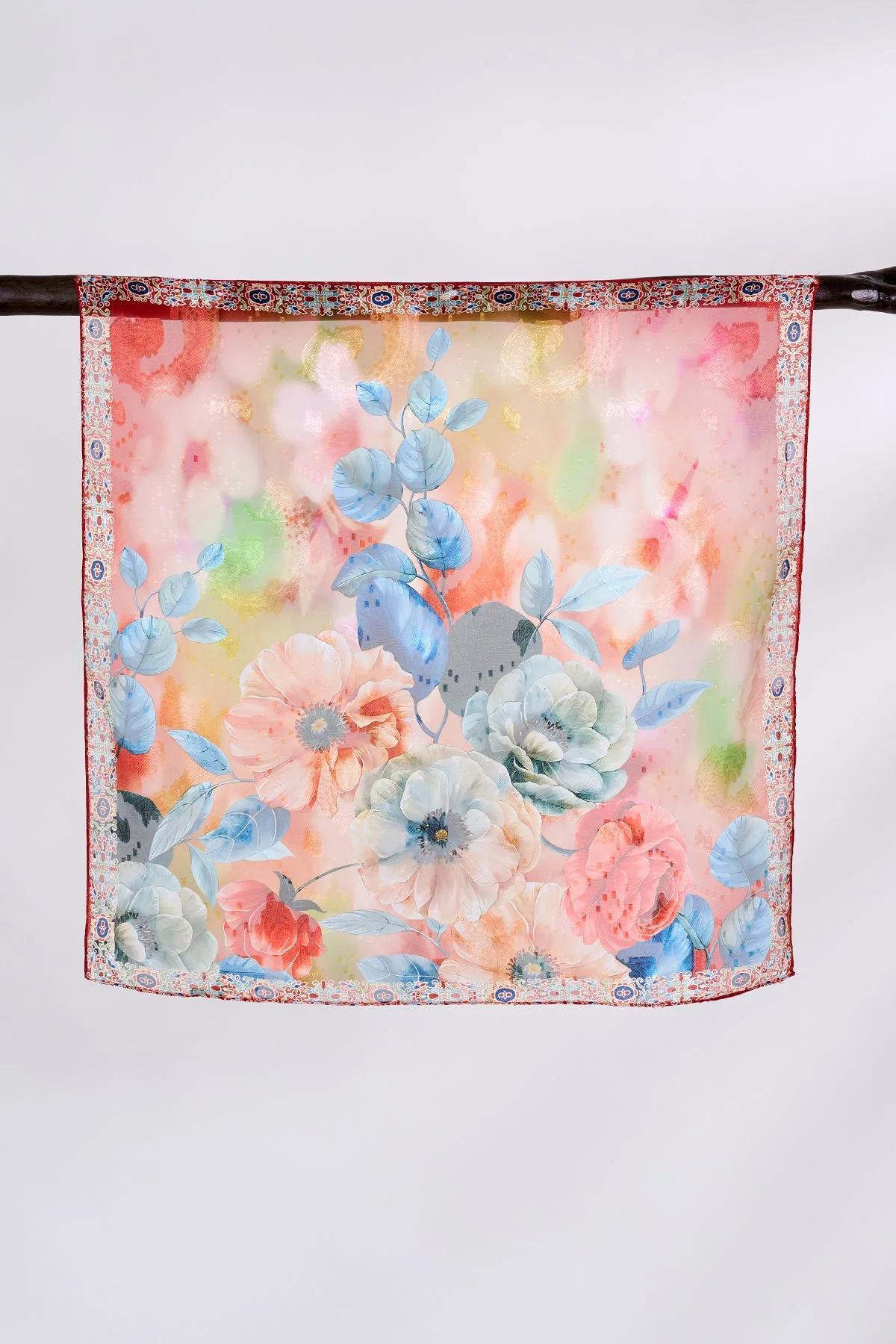 Çiçek Desenli Fular