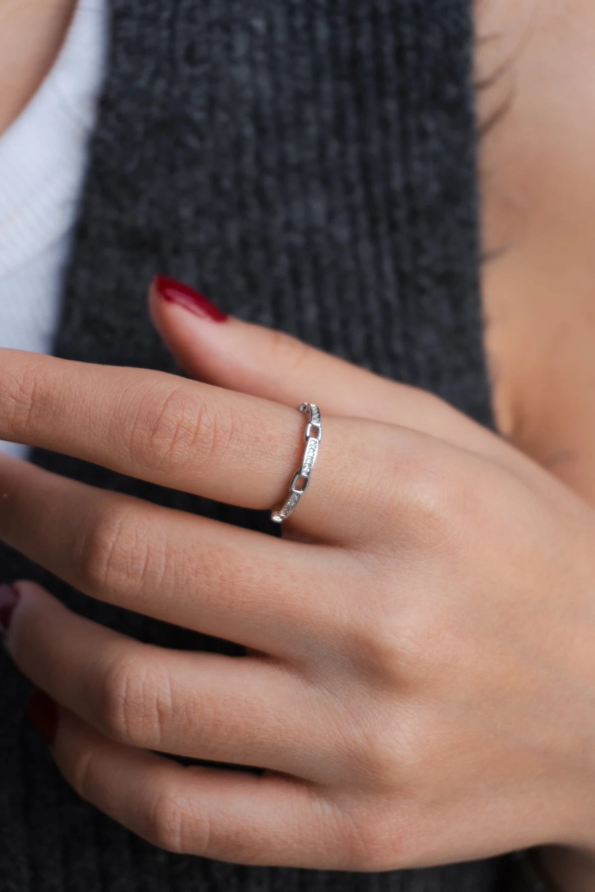 Zirkon Taşlı Çelik Yüzük