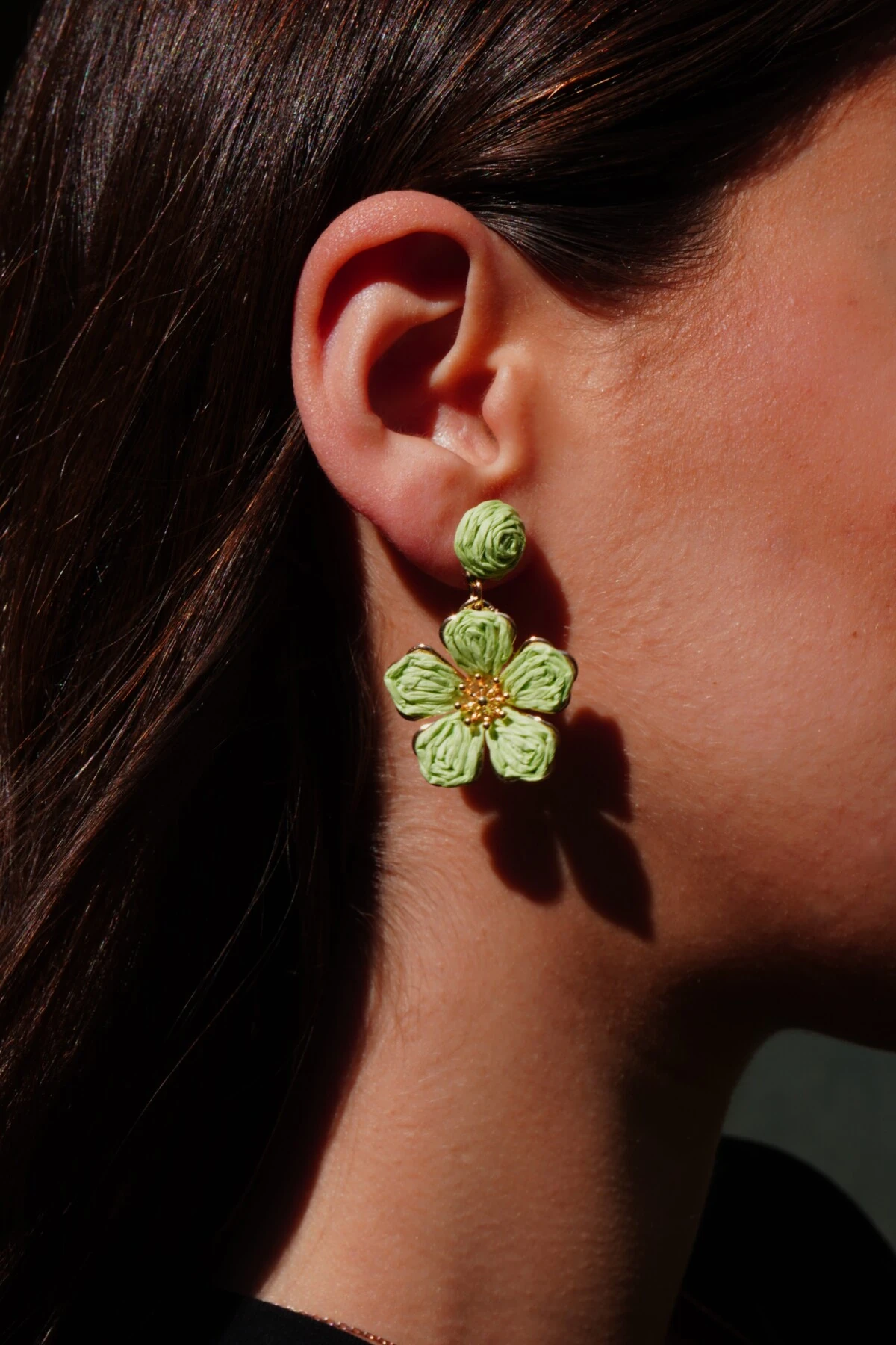 Sallantılı Örgü Hasır Çiçek Küpe