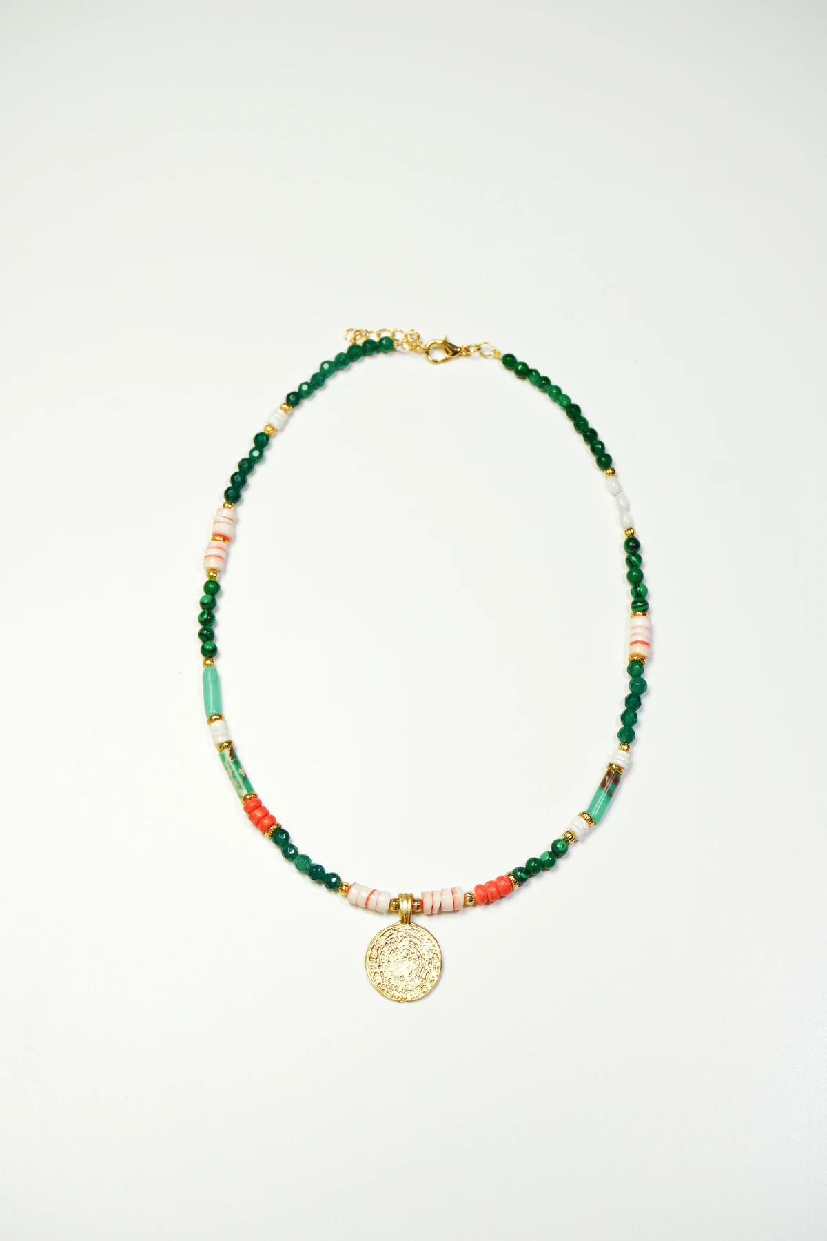 Kuvars Doğal Taş Altın Kaplama Pirinç El Yapımı Kolye