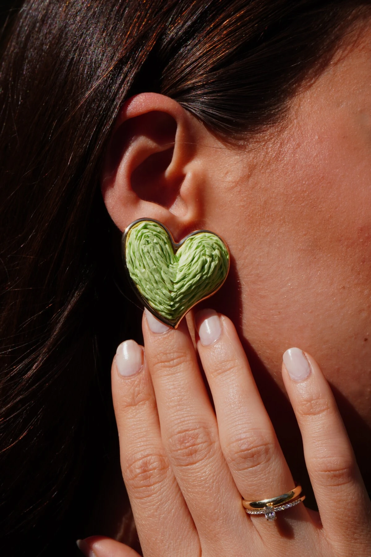 Hasır Örgü Kalp Küpe